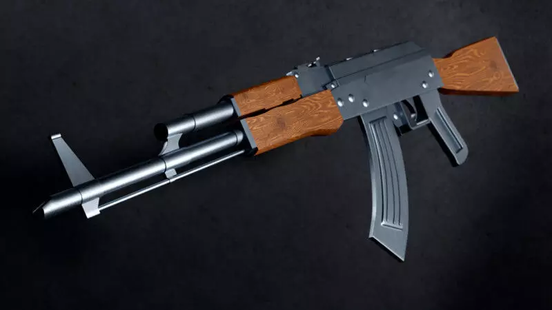  Low-Poly AK-47 Assault Rifle 3D Model for Games Low-poly 3D model_0