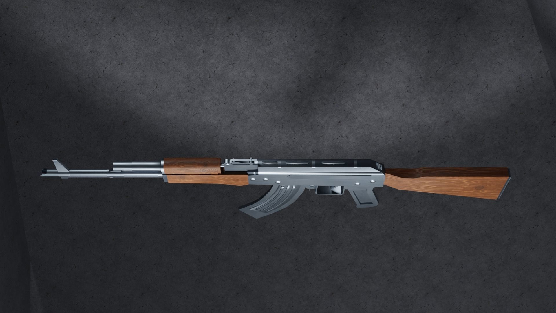  Low-Poly AK-47 Assault Rifle 3D Model for Games Low-poly 3D model_3