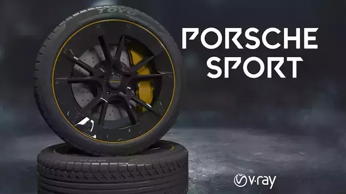 porsche sport car tyre 3D model