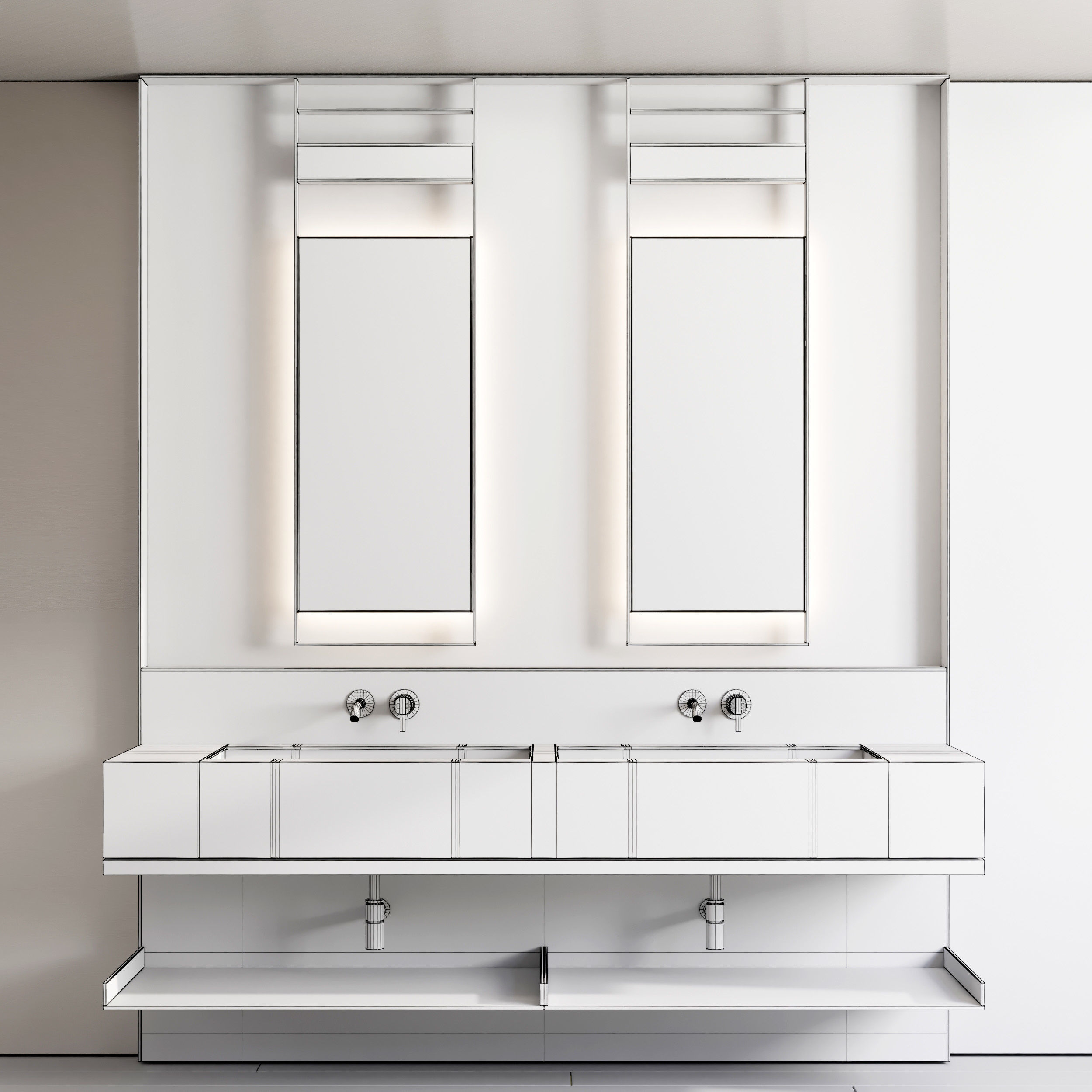 Bathroom furniture by inbani faucet set 62 Low-poly 3D model_7