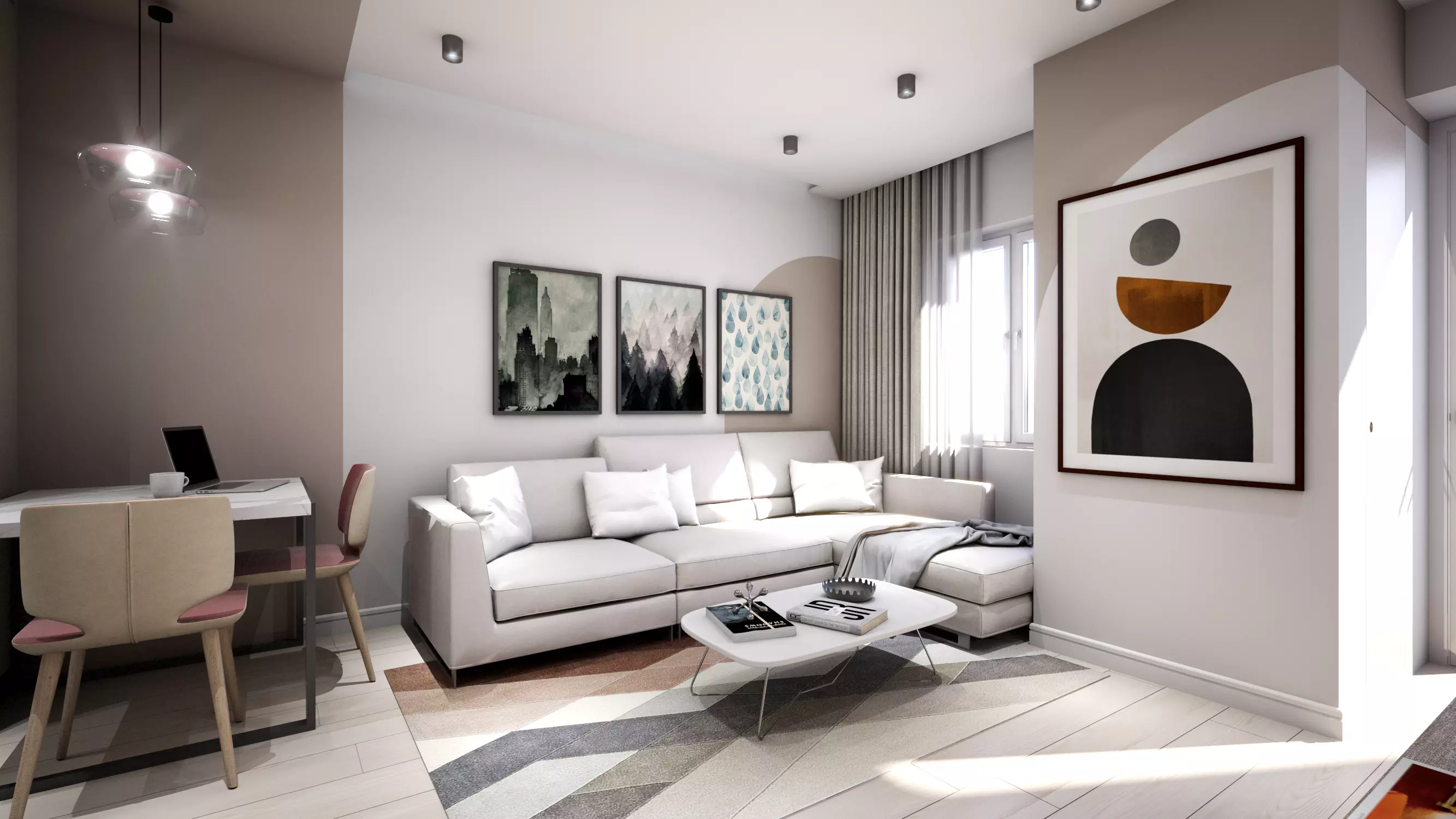 Living Room - Kitchen and bedroom 3D model