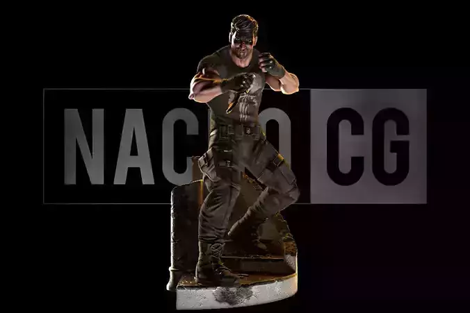 Fan Art Punisher combat pose - Statue 3D print model