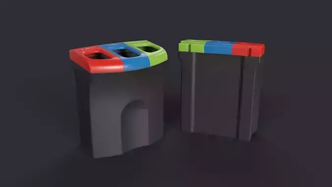 Street Trash Can 30 PBR Game Ready Low-poly 3D model