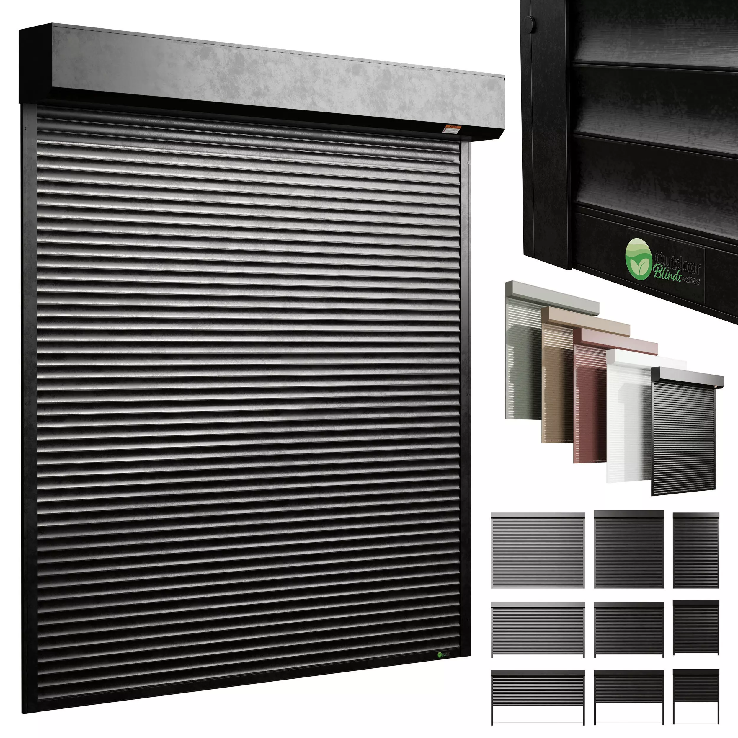 External electric shutter - outdoor blinds Low-poly 3D model_0