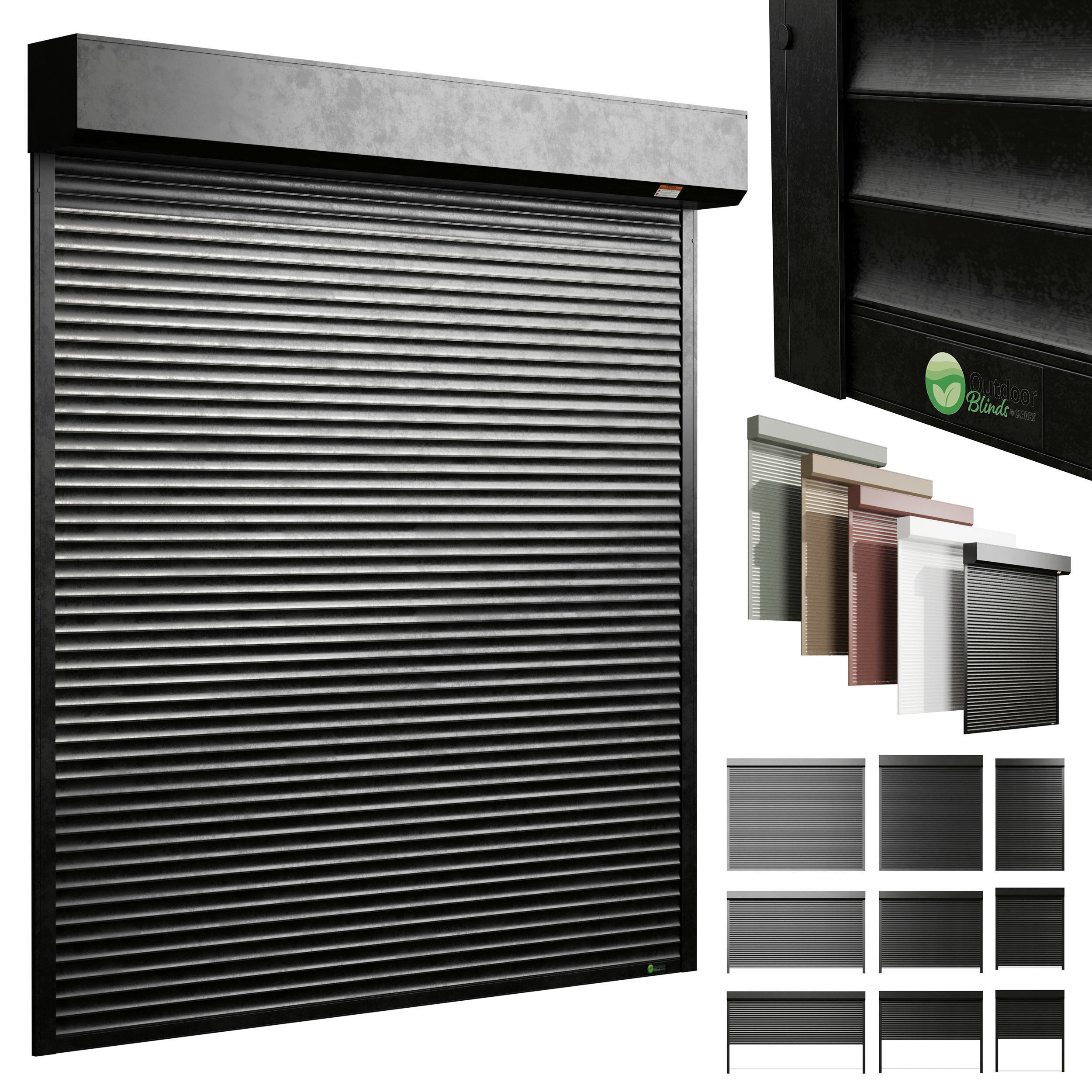 External electric shutter - outdoor blinds Low-poly 3D model_1