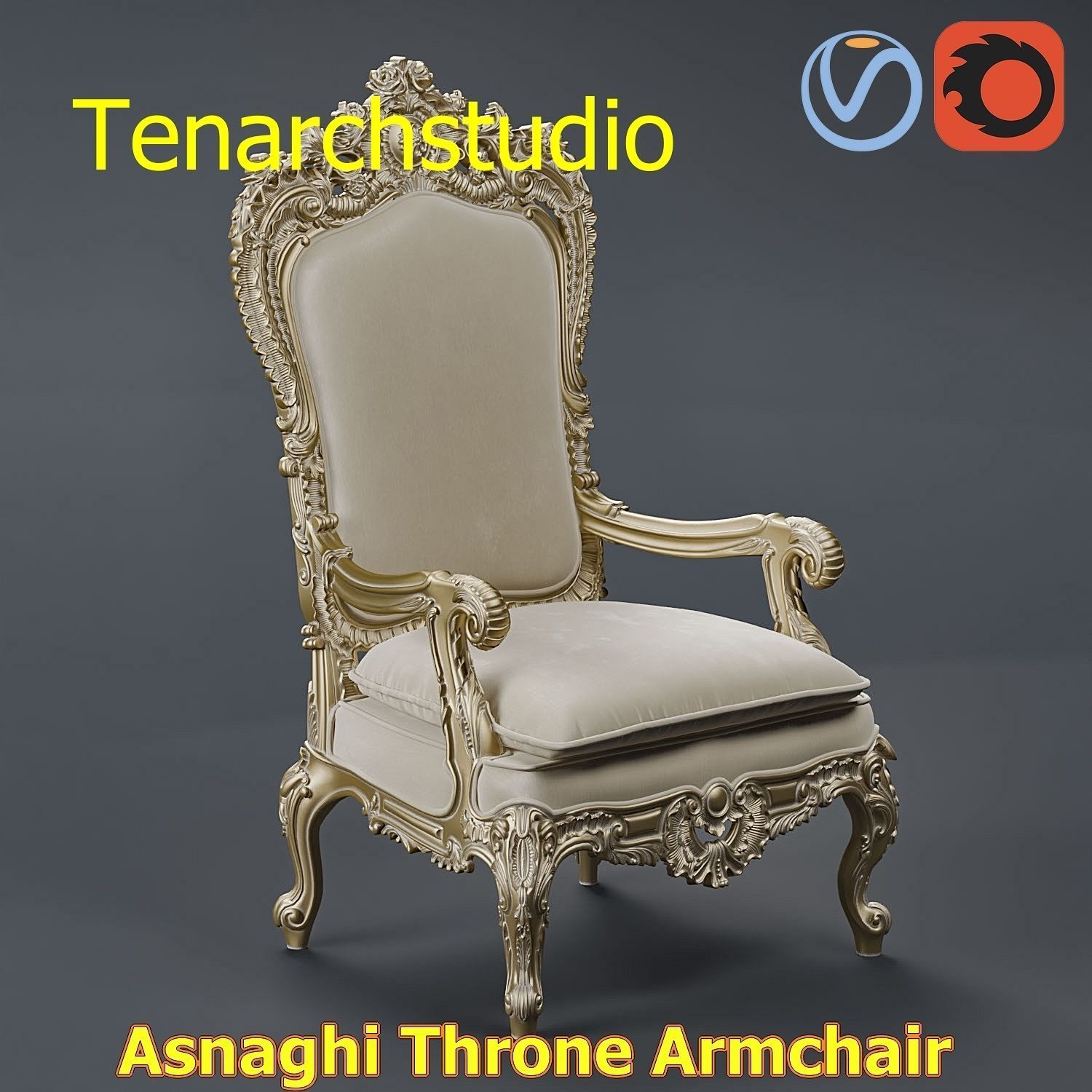 tenarchstudio Asnaghi  Throne Armchair Vray corona render ready 3D model_4
