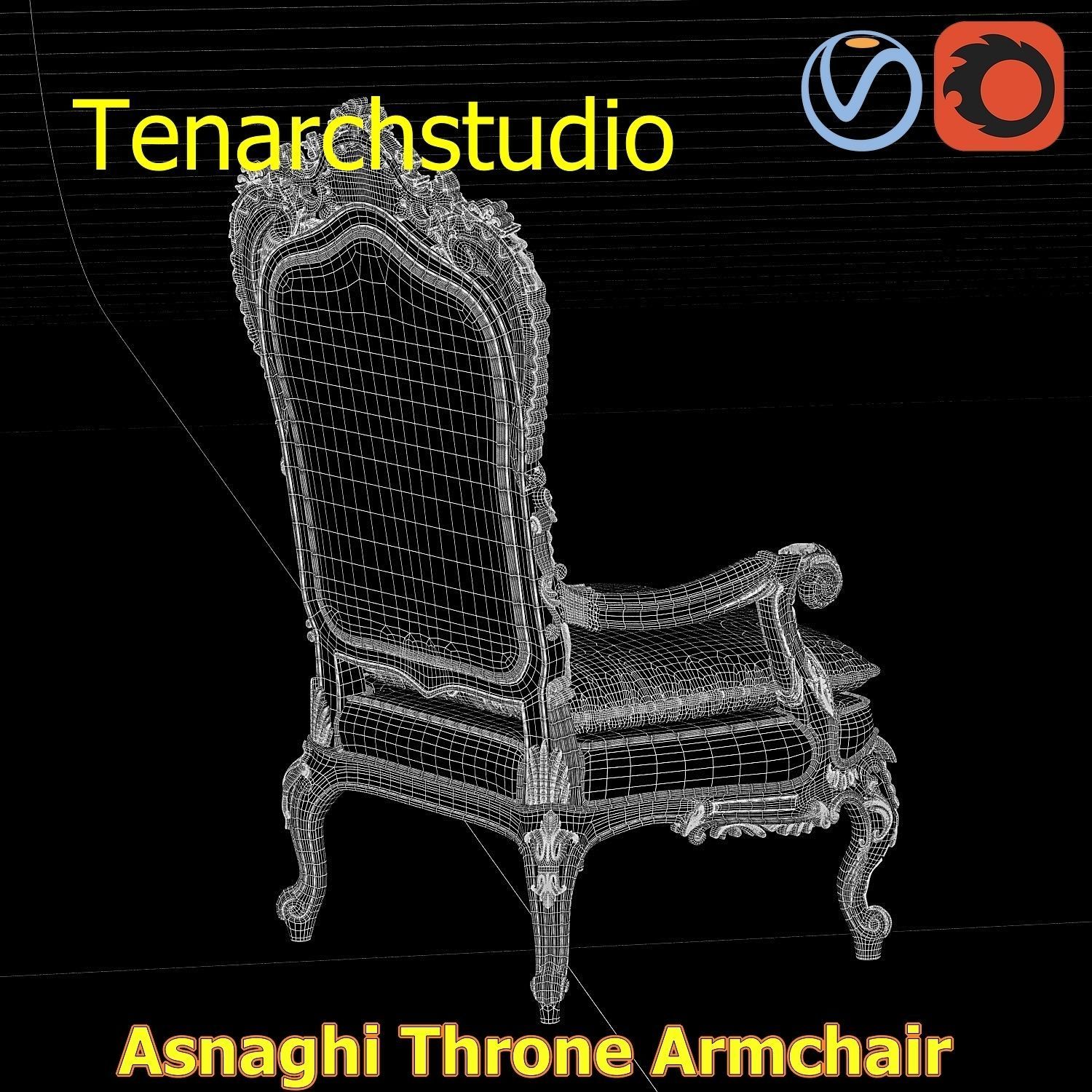tenarchstudio Asnaghi  Throne Armchair Vray corona render ready 3D model_8