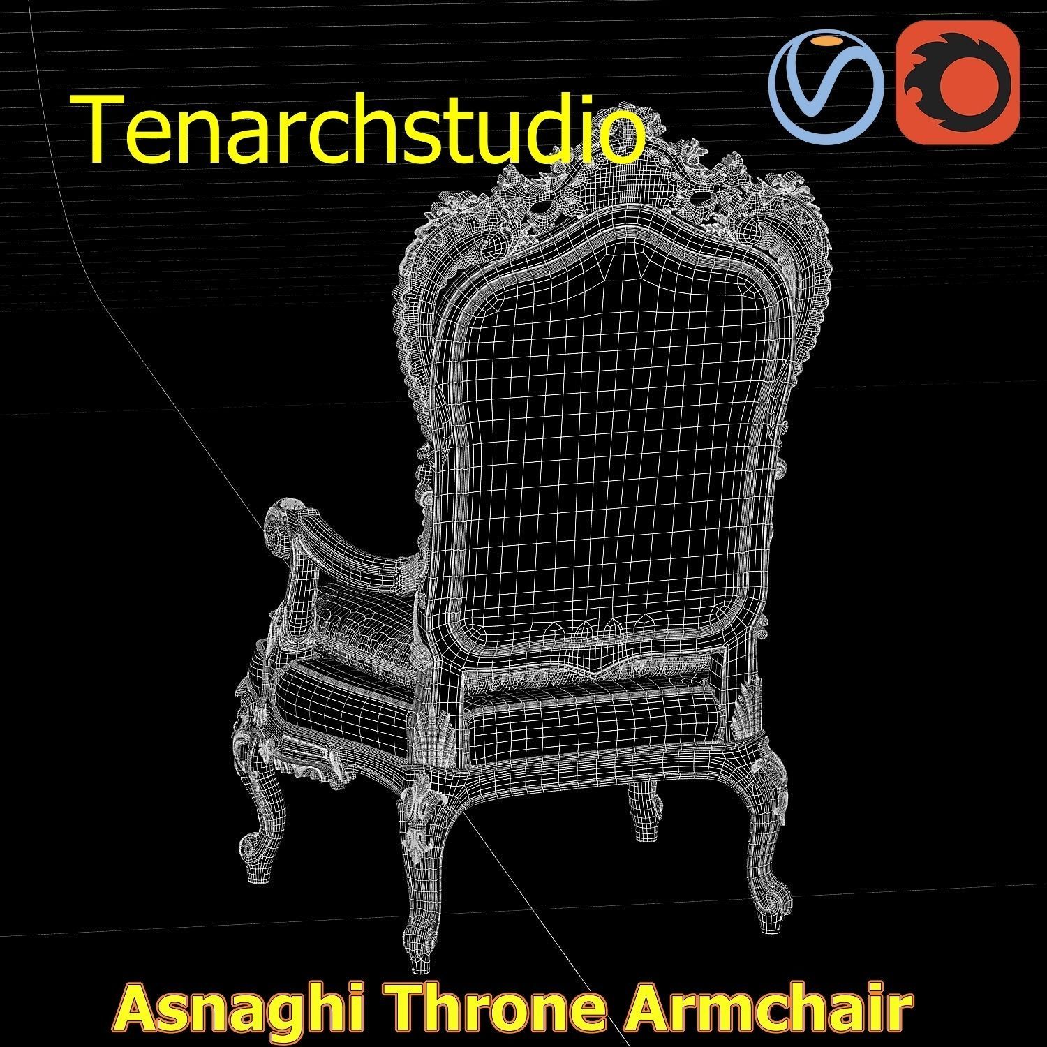 tenarchstudio Asnaghi  Throne Armchair Vray corona render ready 3D model_29