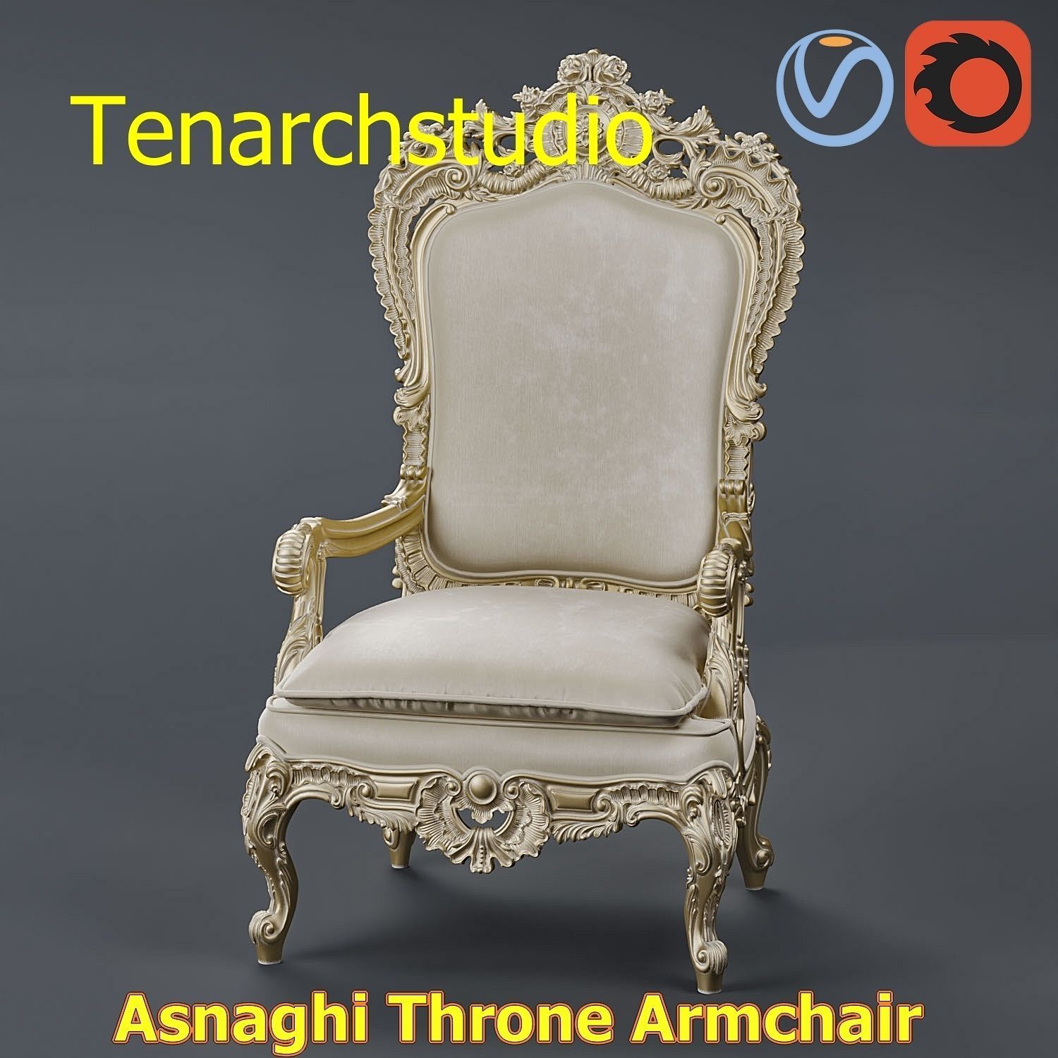 tenarchstudio Asnaghi  Throne Armchair Vray corona render ready 3D model_11