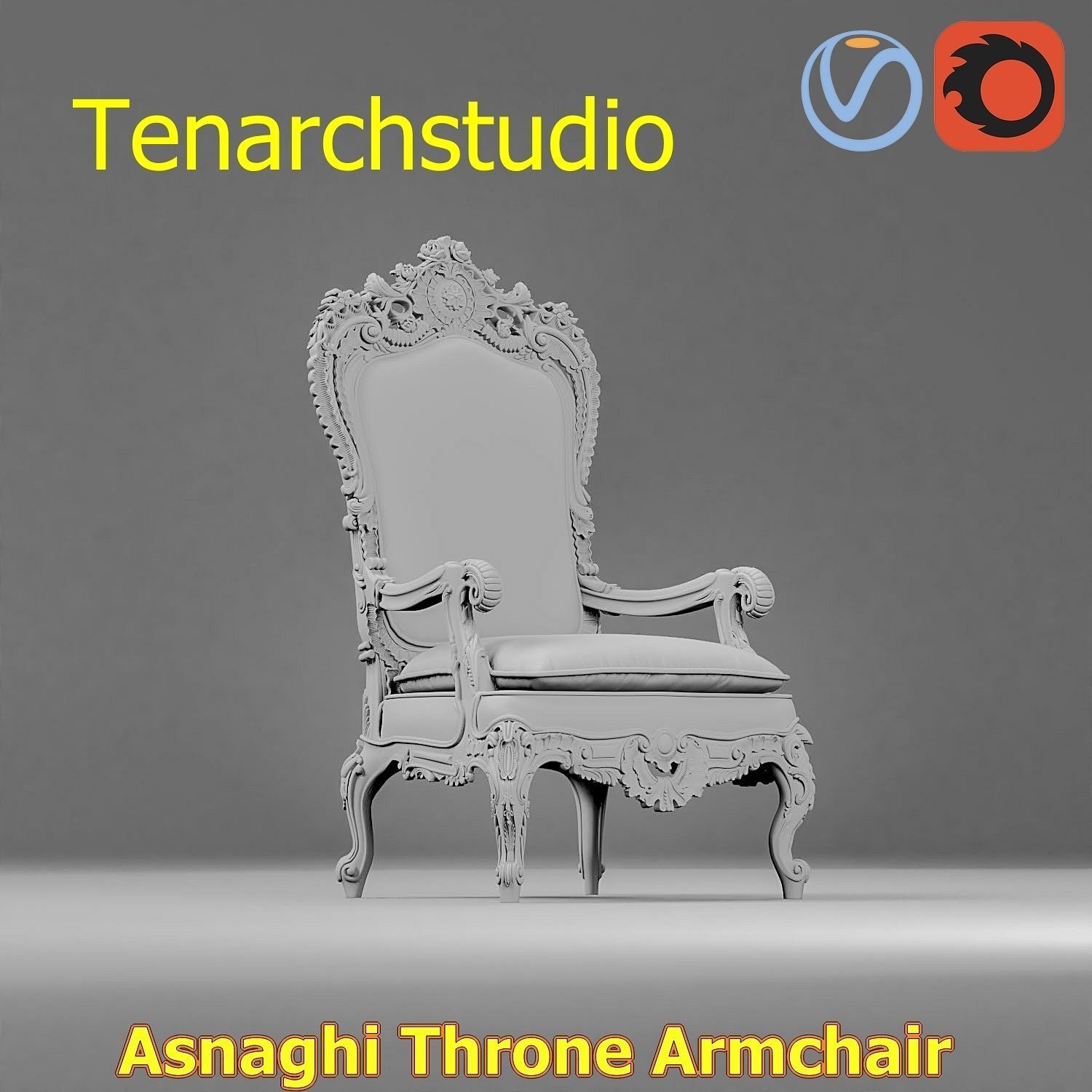 tenarchstudio Asnaghi  Throne Armchair Vray corona render ready 3D model_69