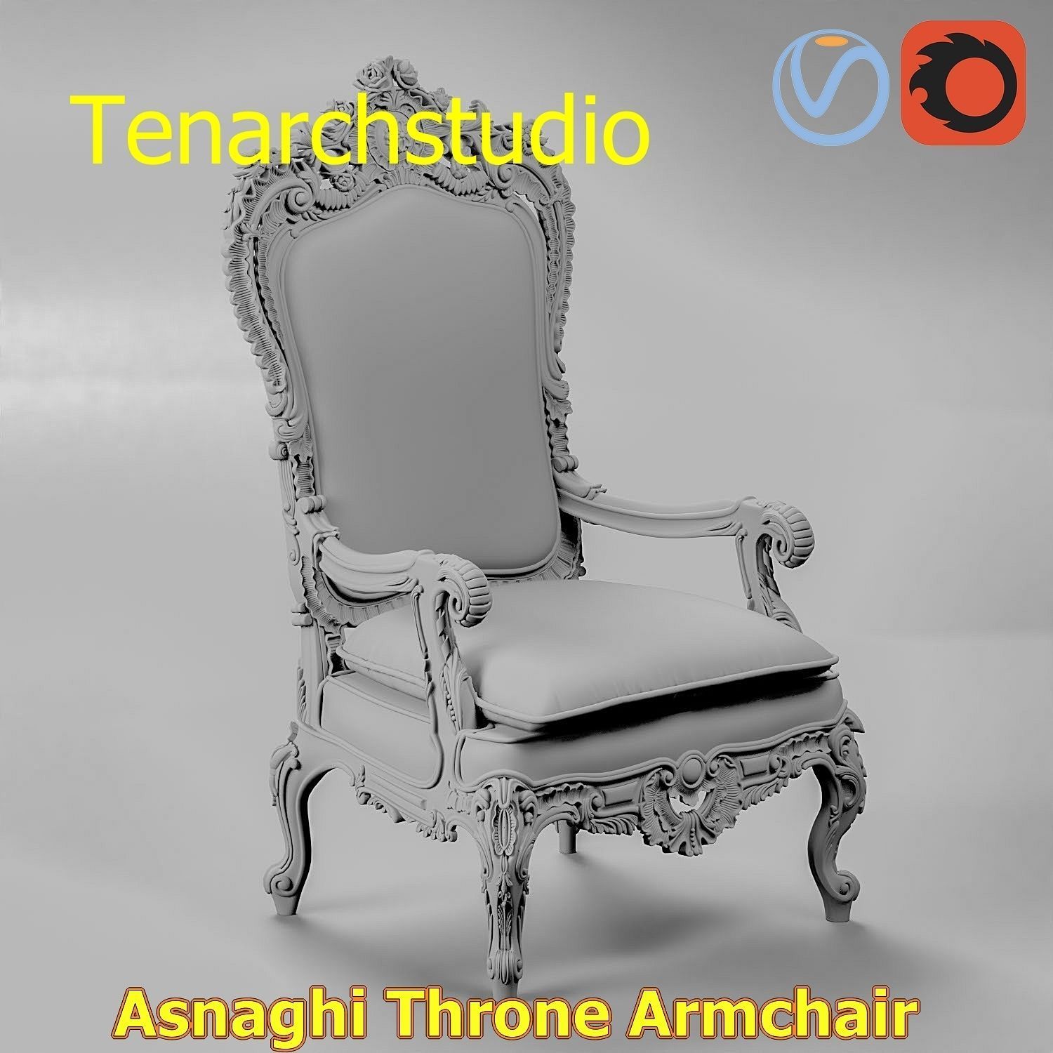 tenarchstudio Asnaghi  Throne Armchair Vray corona render ready 3D model_10