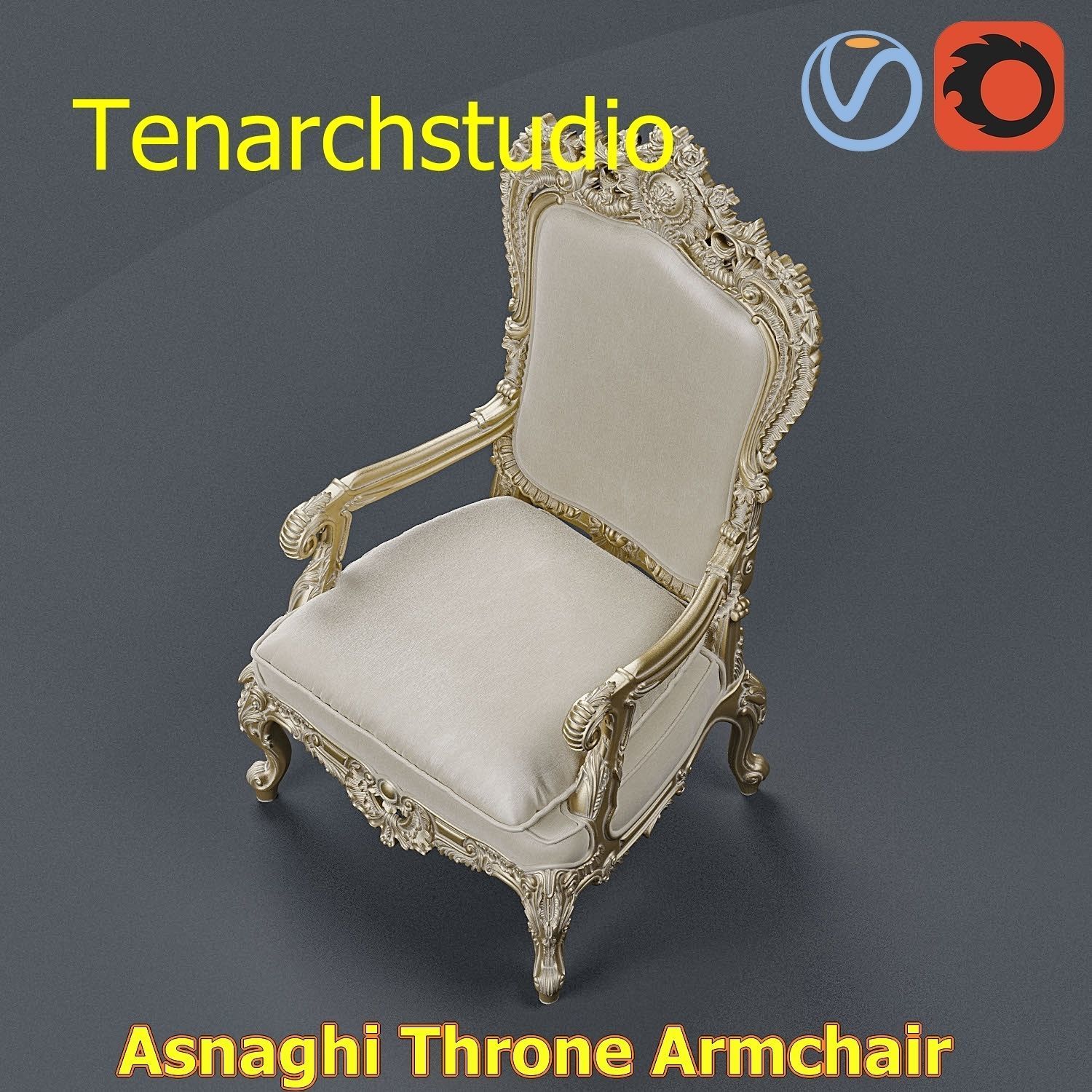 tenarchstudio Asnaghi  Throne Armchair Vray corona render ready 3D model_30