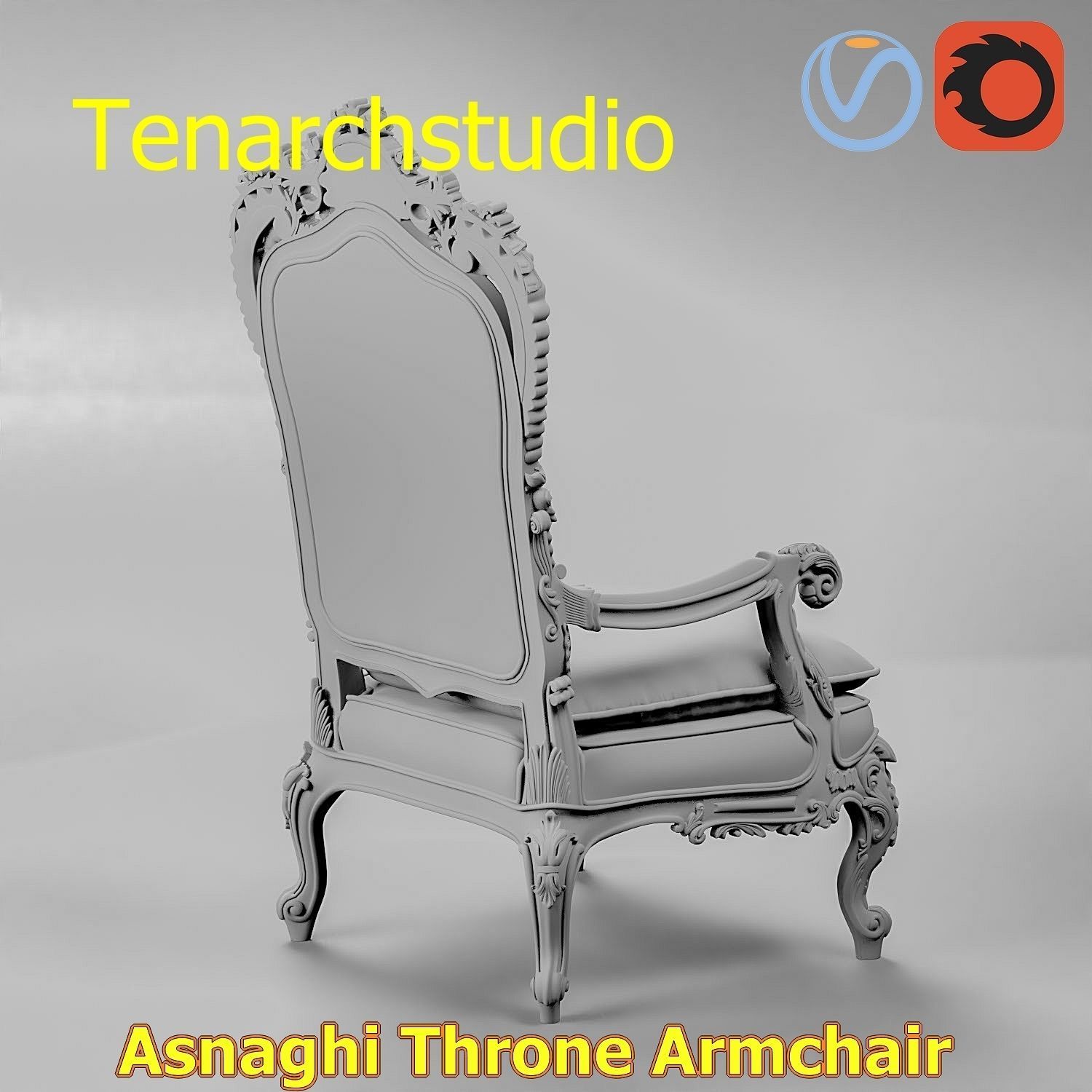 tenarchstudio Asnaghi  Throne Armchair Vray corona render ready 3D model_9