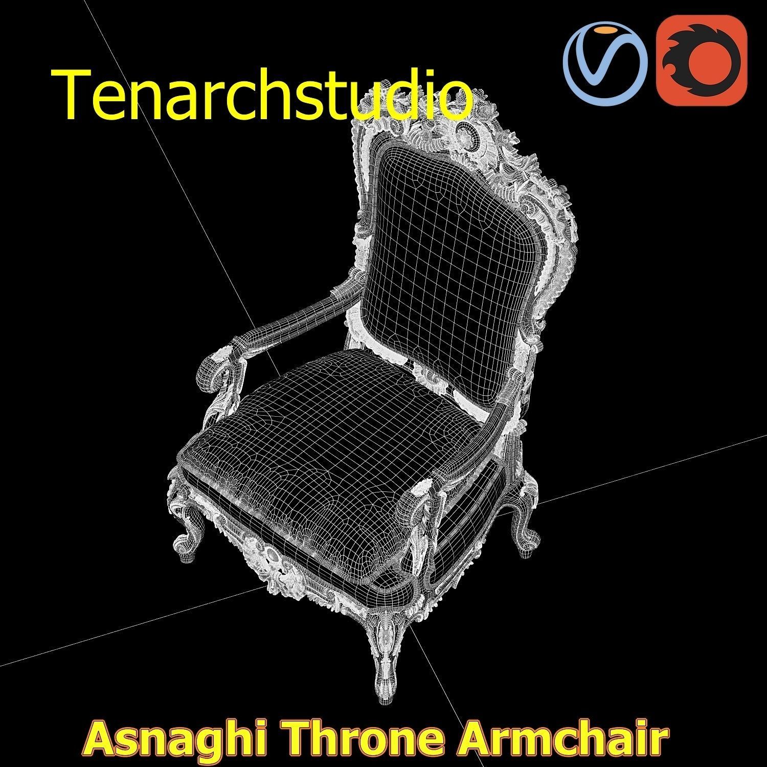 tenarchstudio Asnaghi  Throne Armchair Vray corona render ready 3D model_31
