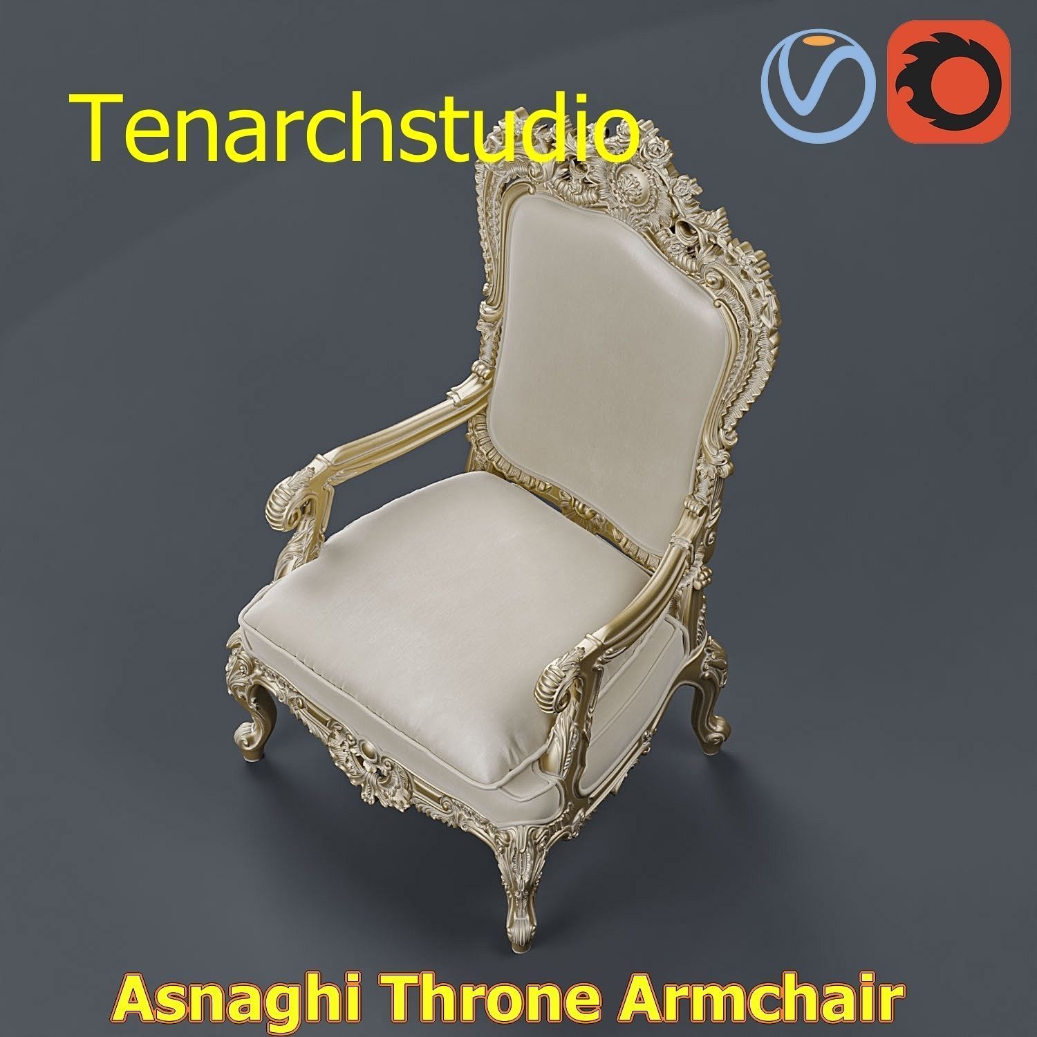 tenarchstudio Asnaghi  Throne Armchair Vray corona render ready 3D model_16