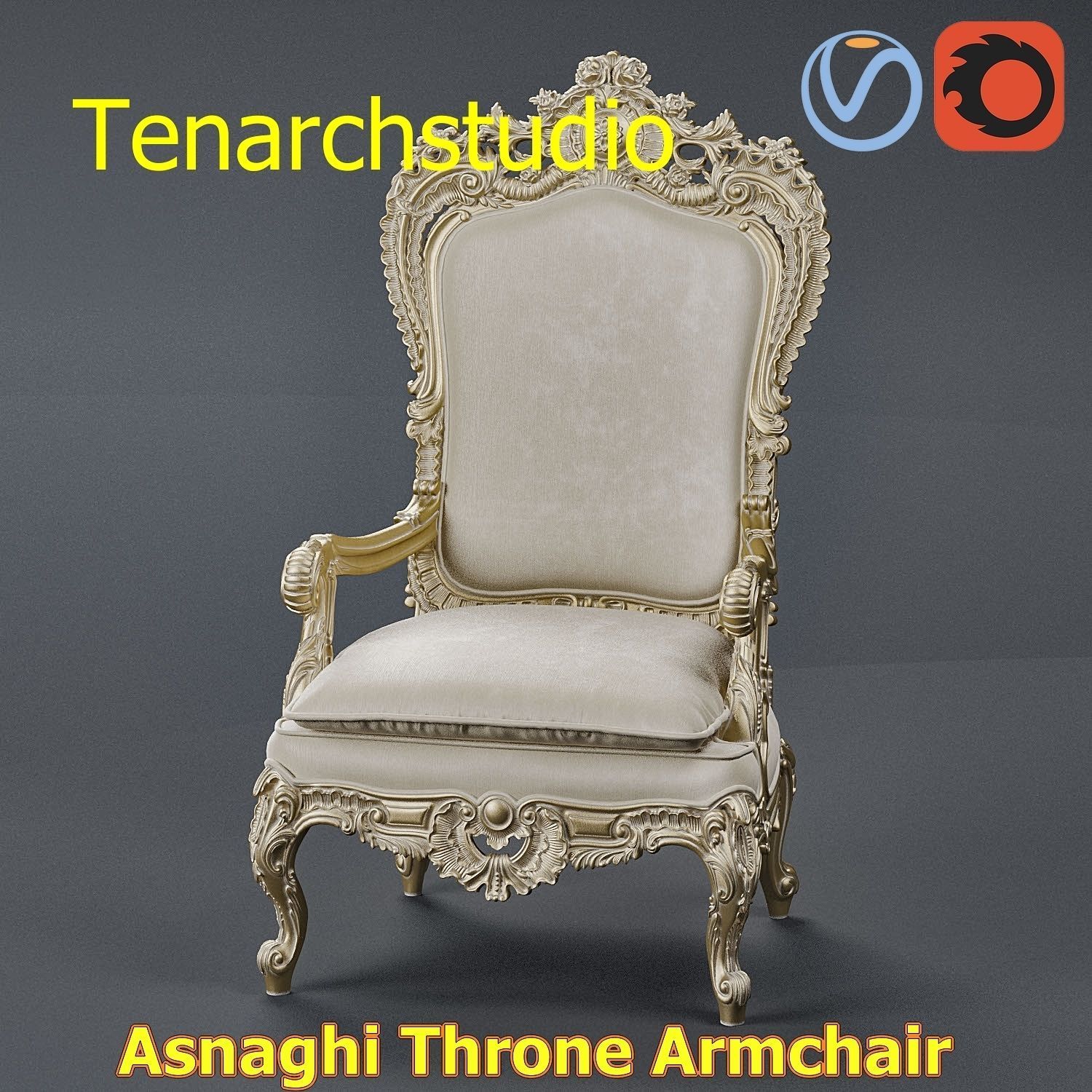 tenarchstudio Asnaghi  Throne Armchair Vray corona render ready 3D model_28