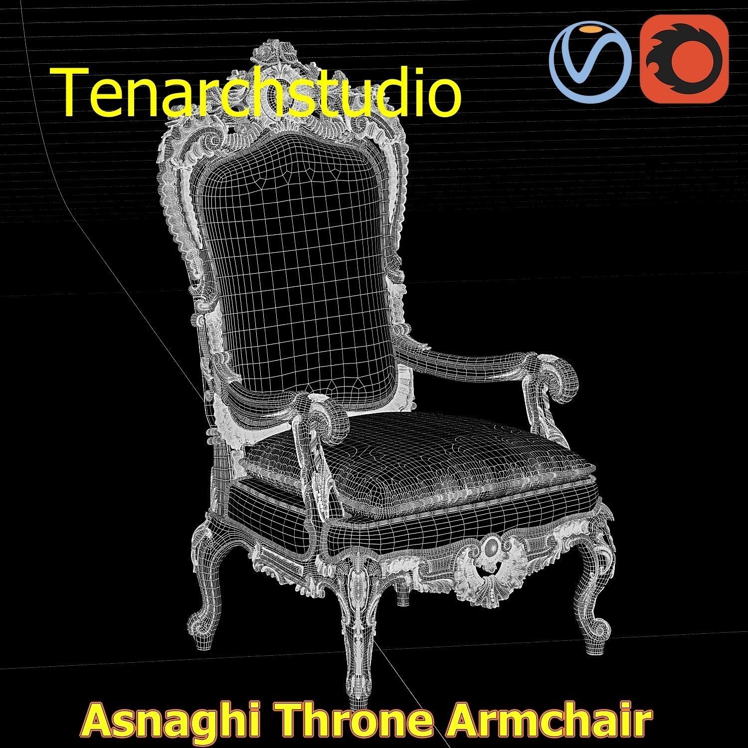 tenarchstudio Asnaghi  Throne Armchair Vray corona render ready 3D model_5