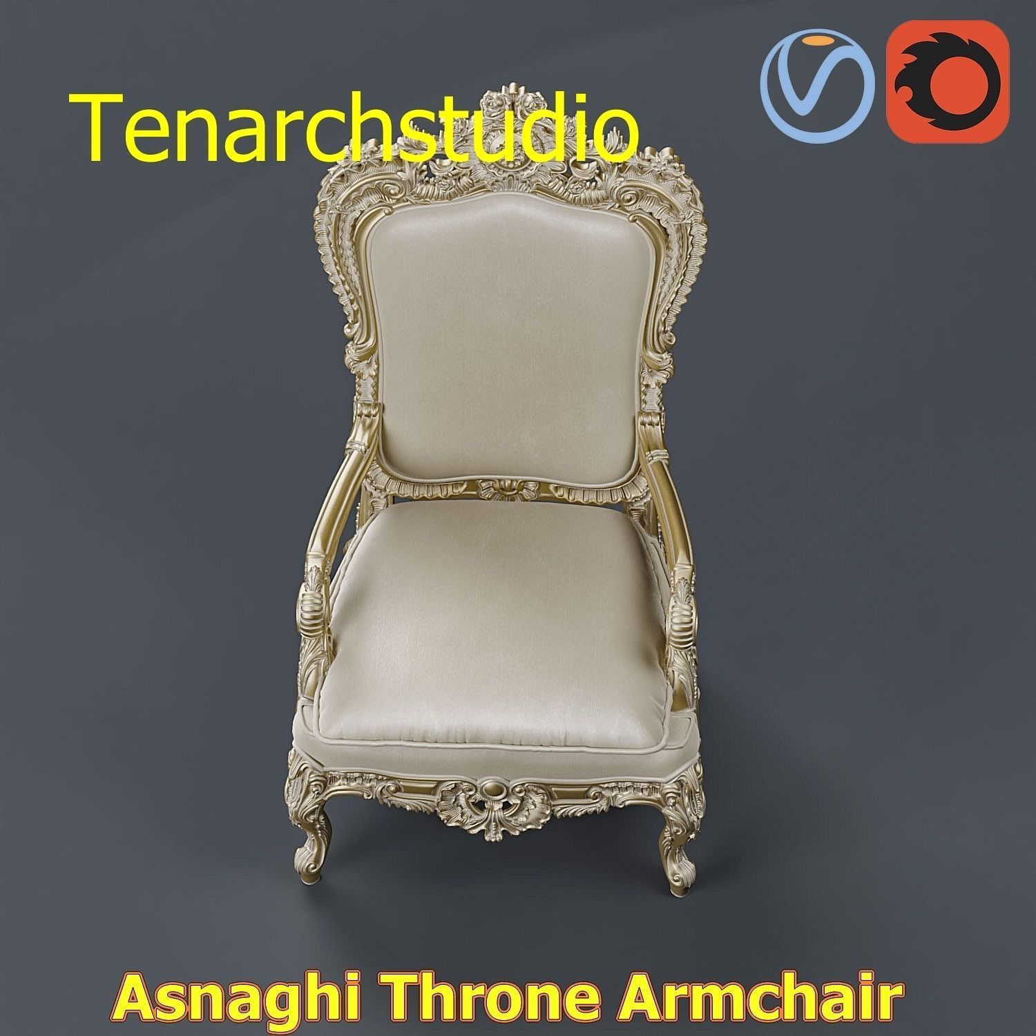 tenarchstudio Asnaghi  Throne Armchair Vray corona render ready 3D model_21