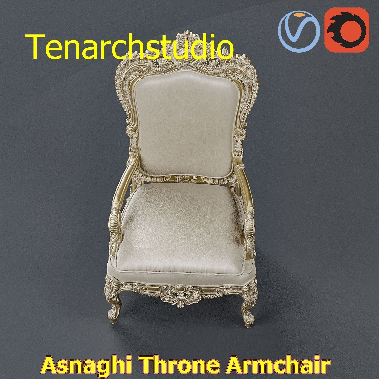 tenarchstudio Asnaghi  Throne Armchair Vray corona render ready 3D model_45