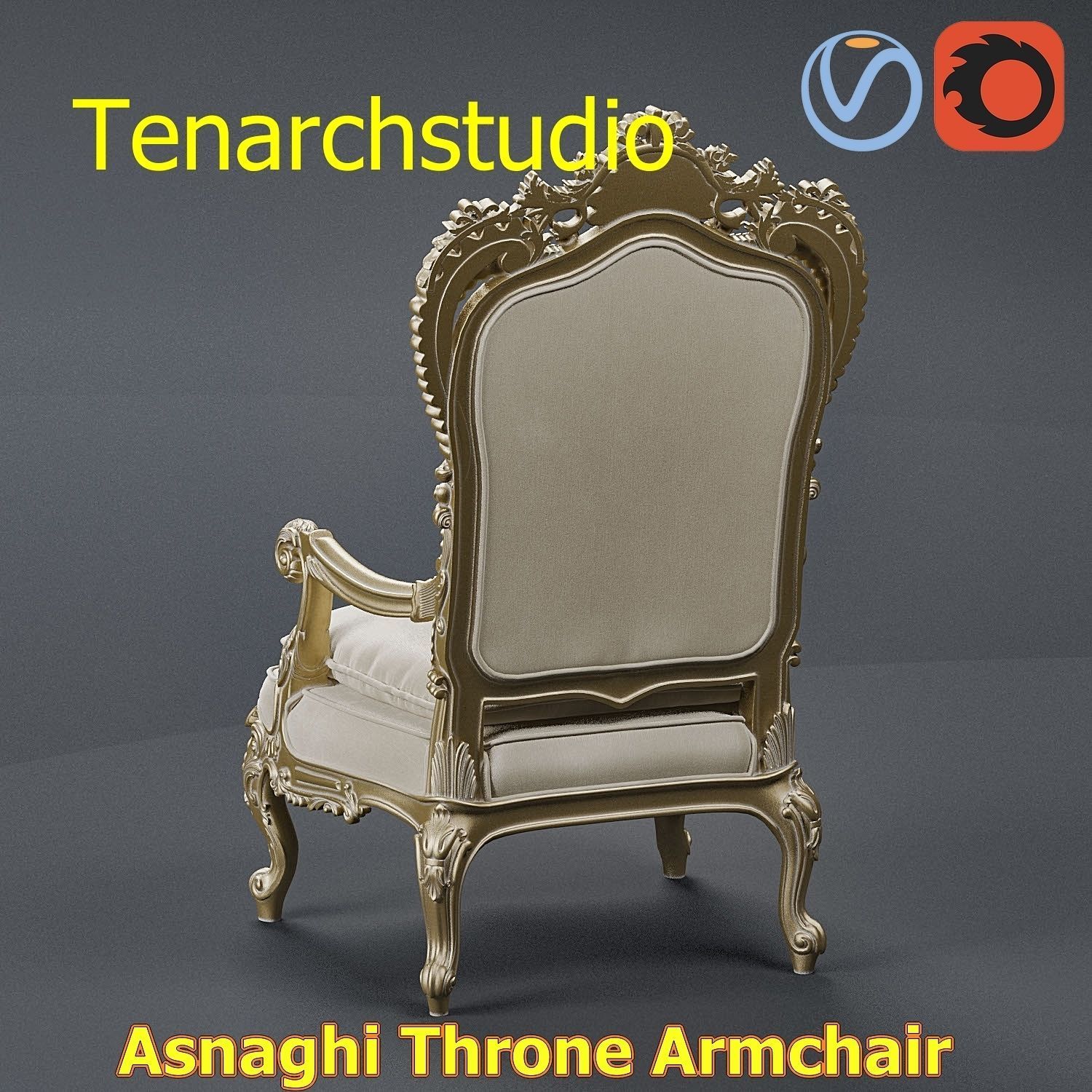 tenarchstudio Asnaghi  Throne Armchair Vray corona render ready 3D model_23