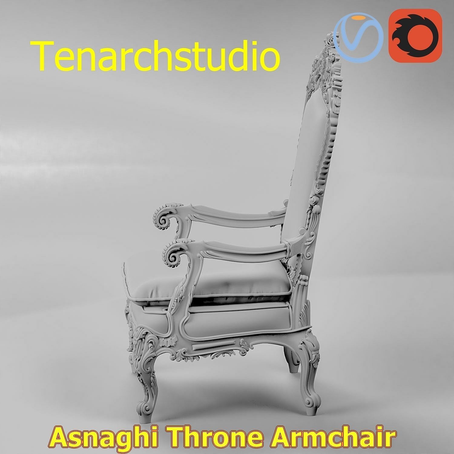 tenarchstudio Asnaghi  Throne Armchair Vray corona render ready 3D model_22