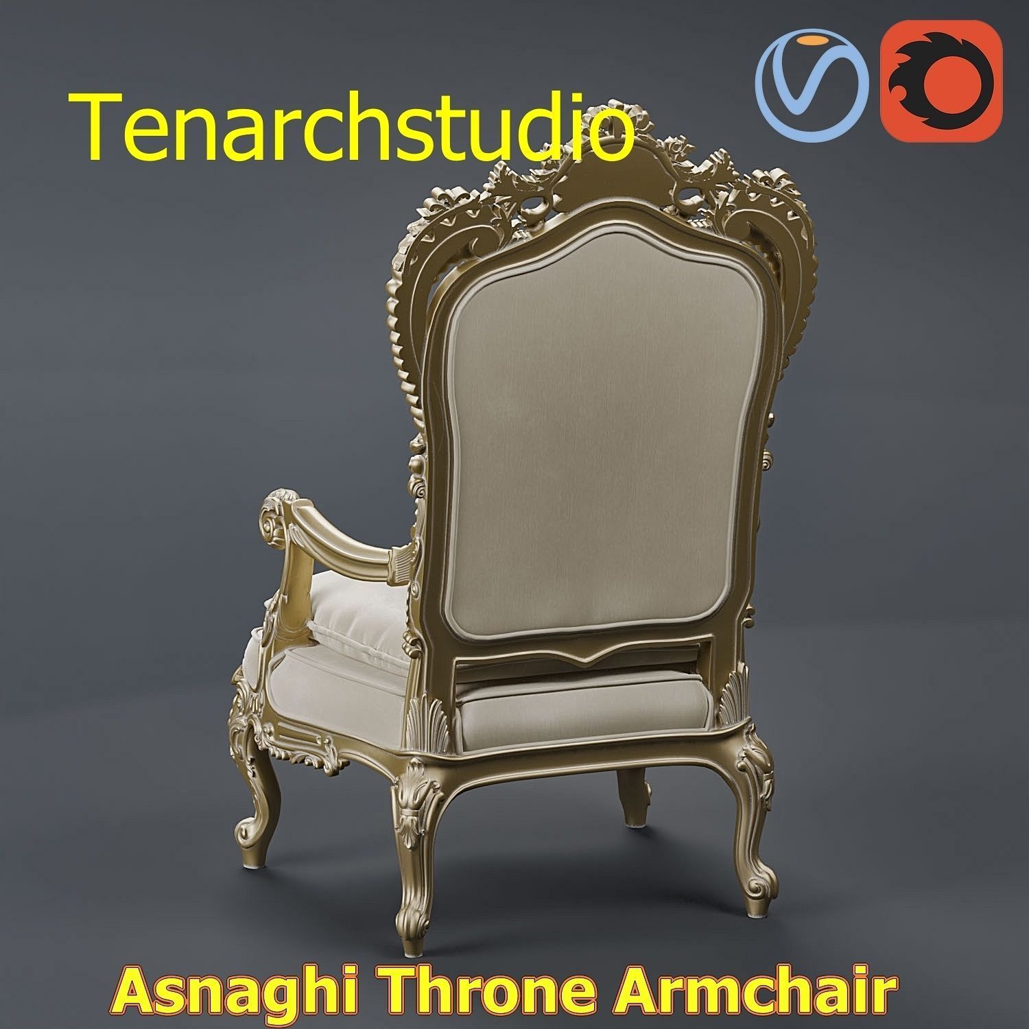 tenarchstudio Asnaghi  Throne Armchair Vray corona render ready 3D model_13