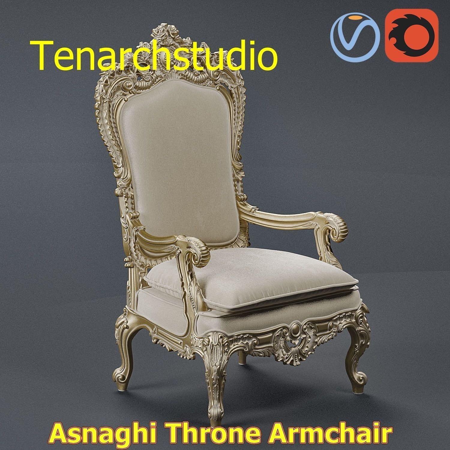 tenarchstudio Asnaghi  Throne Armchair Vray corona render ready 3D model_6