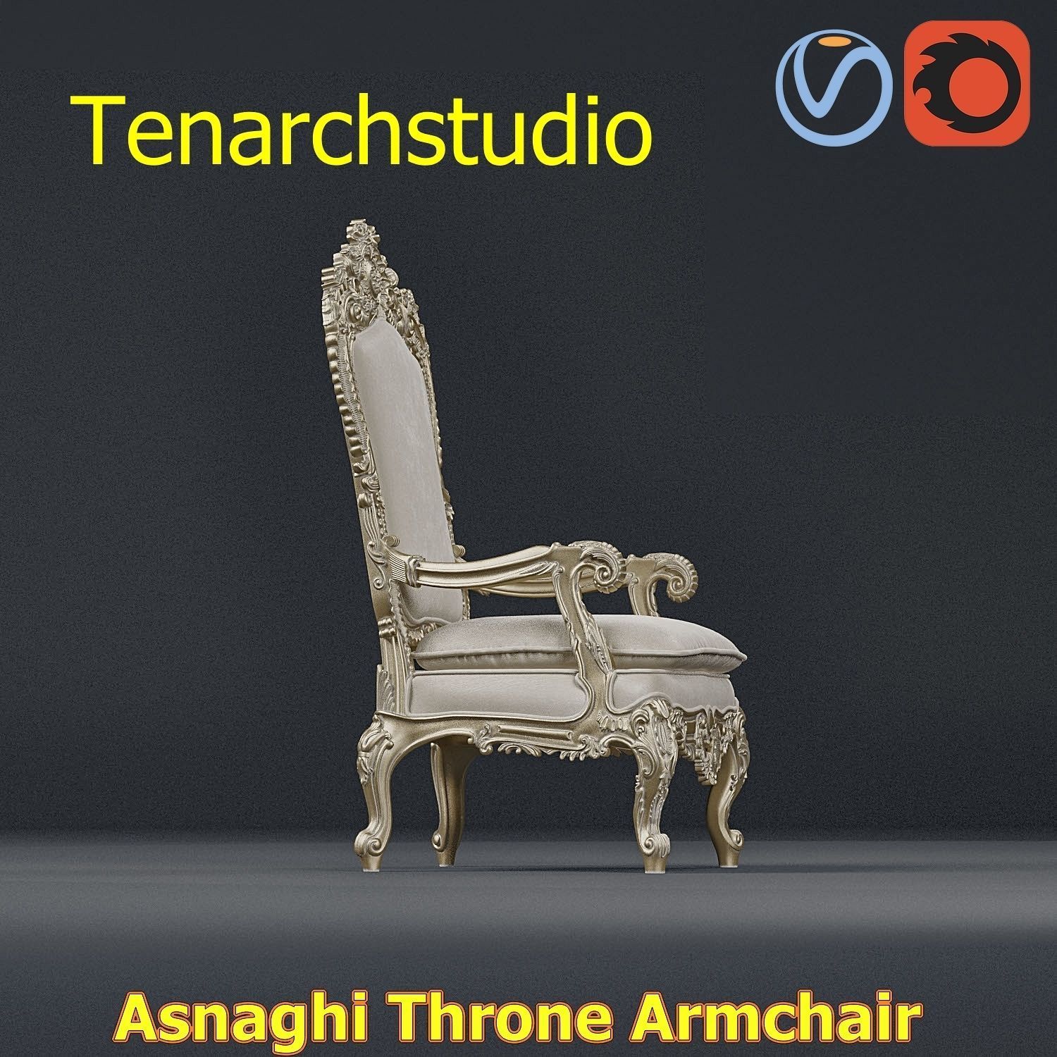 tenarchstudio Asnaghi  Throne Armchair Vray corona render ready 3D model_63