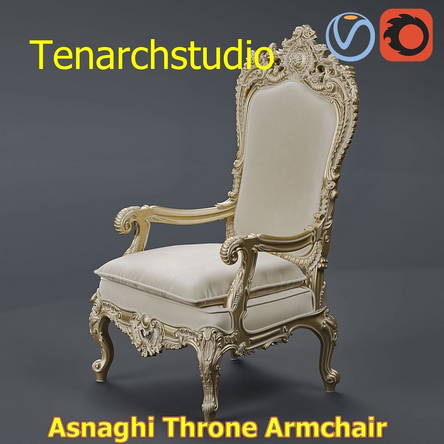 tenarchstudio Asnaghi  Throne Armchair Vray corona render ready 3D model_3