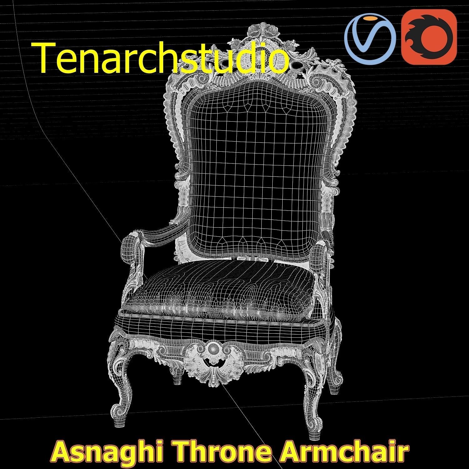 tenarchstudio Asnaghi  Throne Armchair Vray corona render ready 3D model_12
