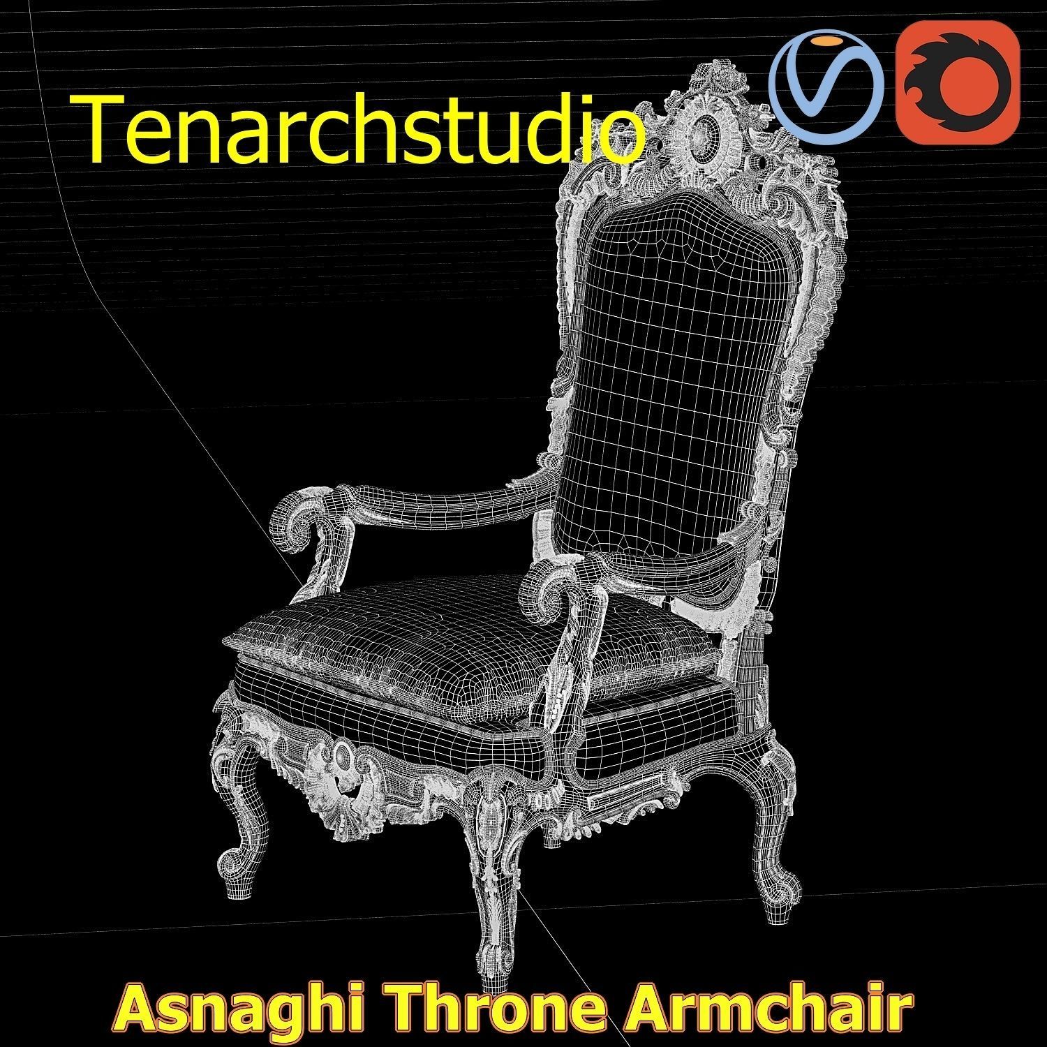 tenarchstudio Asnaghi  Throne Armchair Vray corona render ready 3D model_1