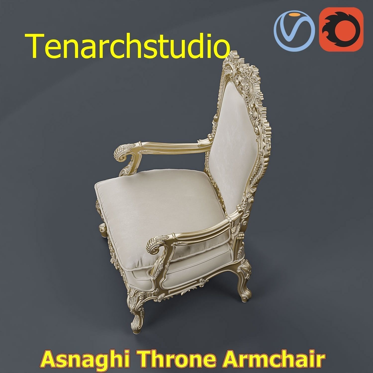 tenarchstudio Asnaghi  Throne Armchair Vray corona render ready 3D model_17