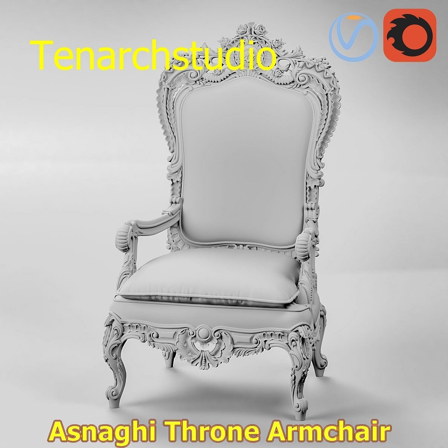 tenarchstudio Asnaghi  Throne Armchair Vray corona render ready 3D model_15
