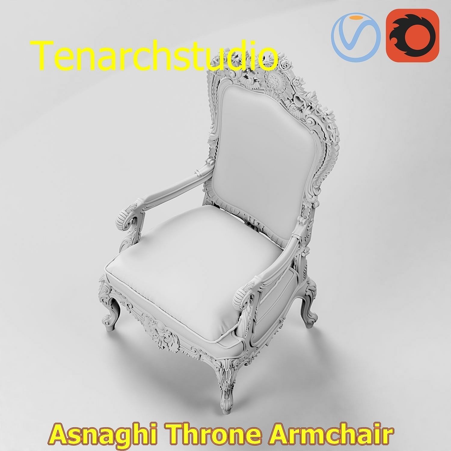 tenarchstudio Asnaghi  Throne Armchair Vray corona render ready 3D model_32