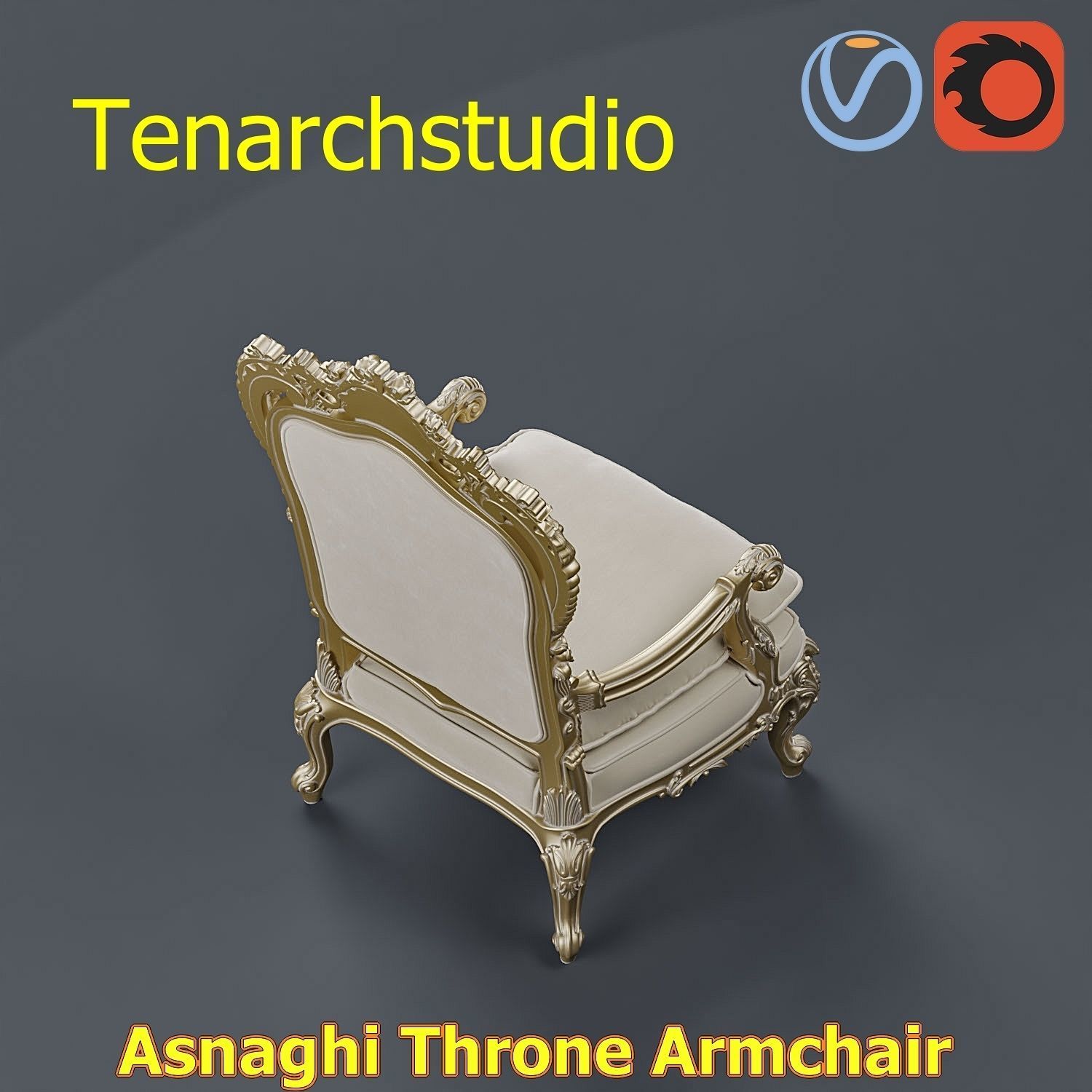tenarchstudio Asnaghi  Throne Armchair Vray corona render ready 3D model_19