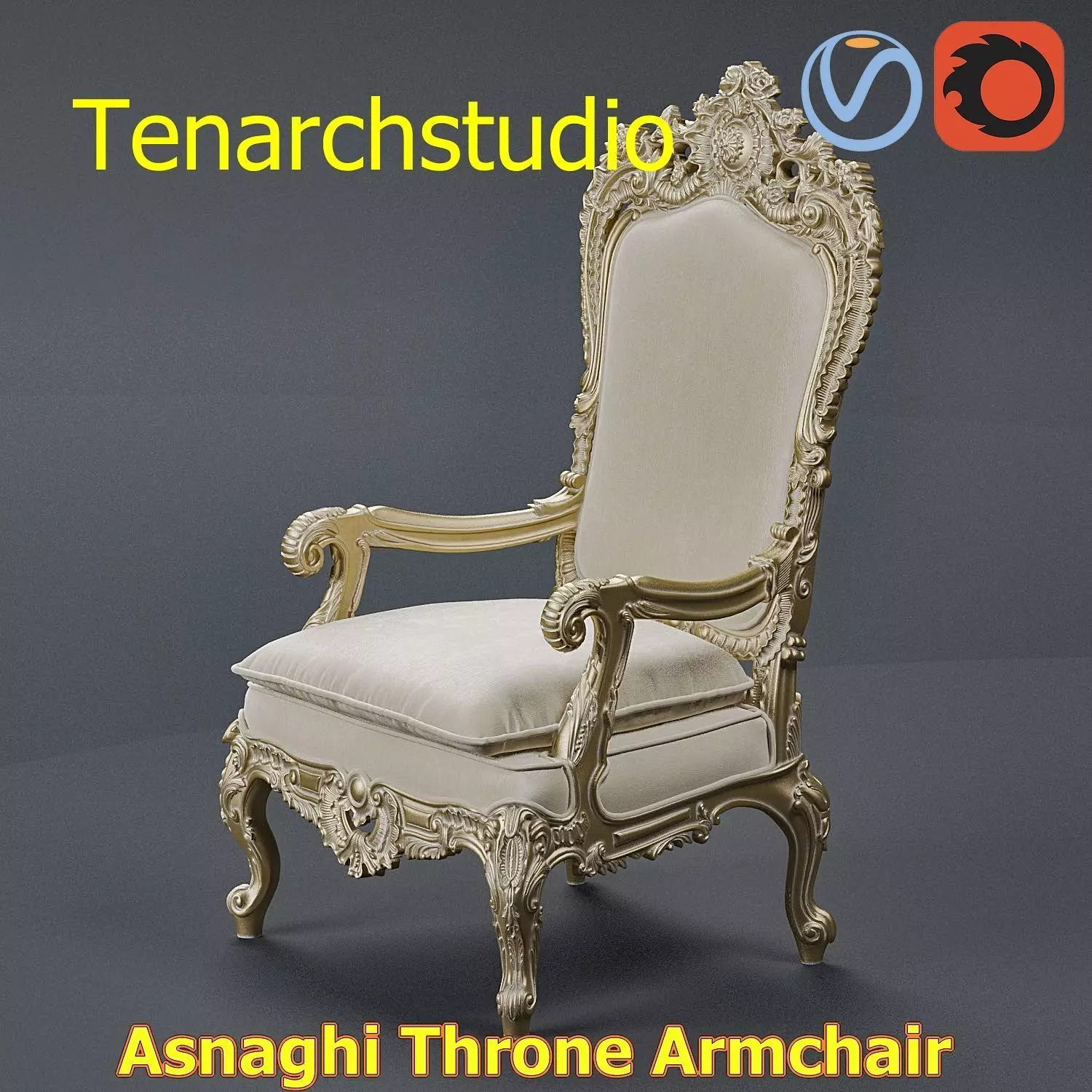 tenarchstudio Asnaghi  Throne Armchair Vray corona render ready 3D model_0