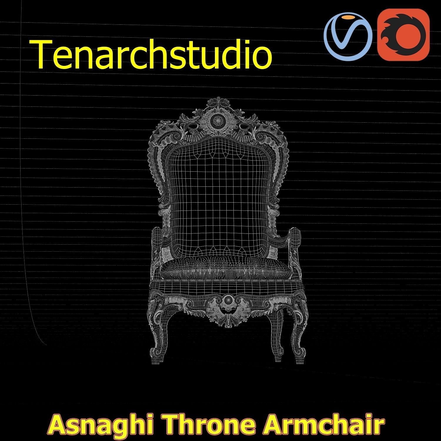 tenarchstudio Asnaghi  Throne Armchair Vray corona render ready 3D model_57
