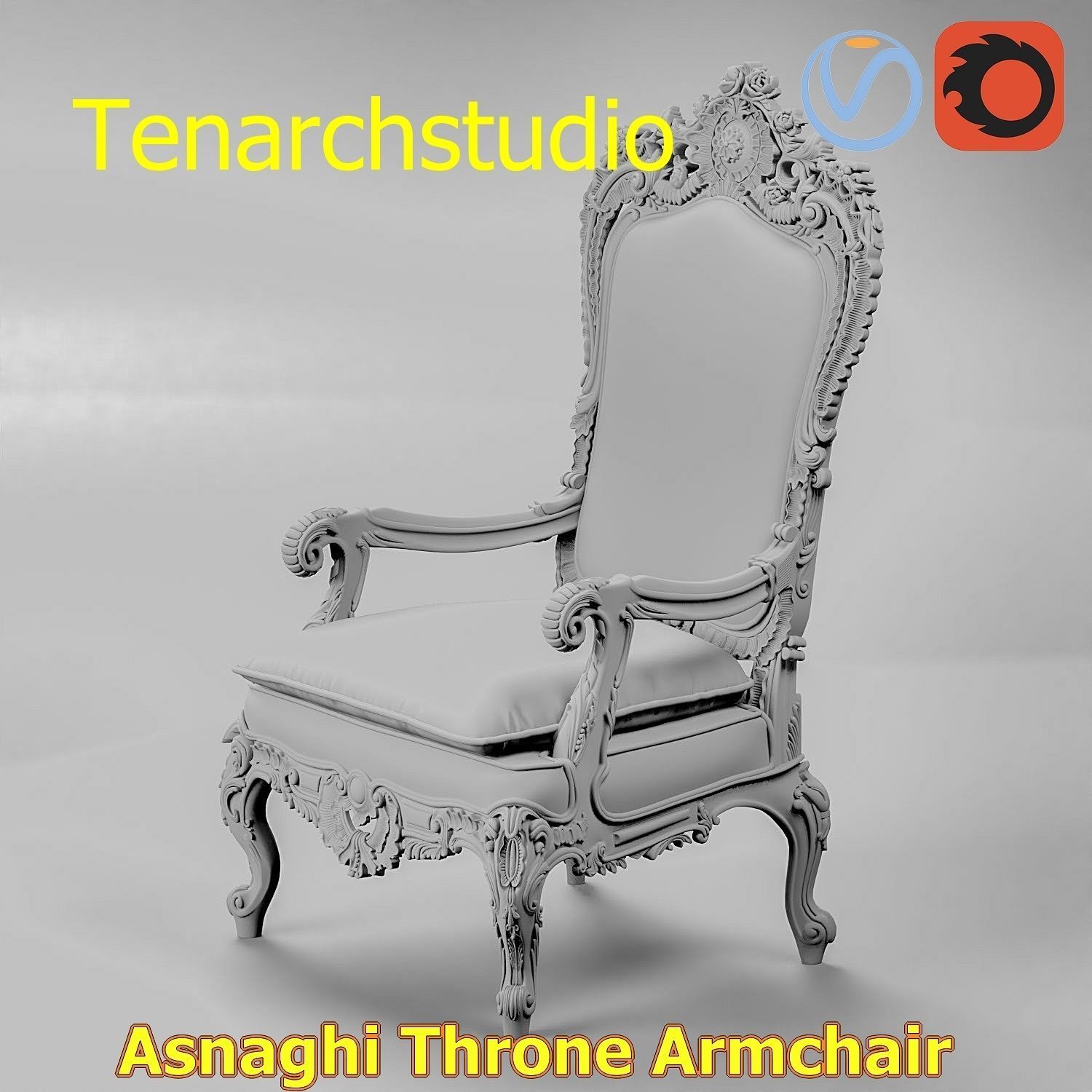 tenarchstudio Asnaghi  Throne Armchair Vray corona render ready 3D model_2