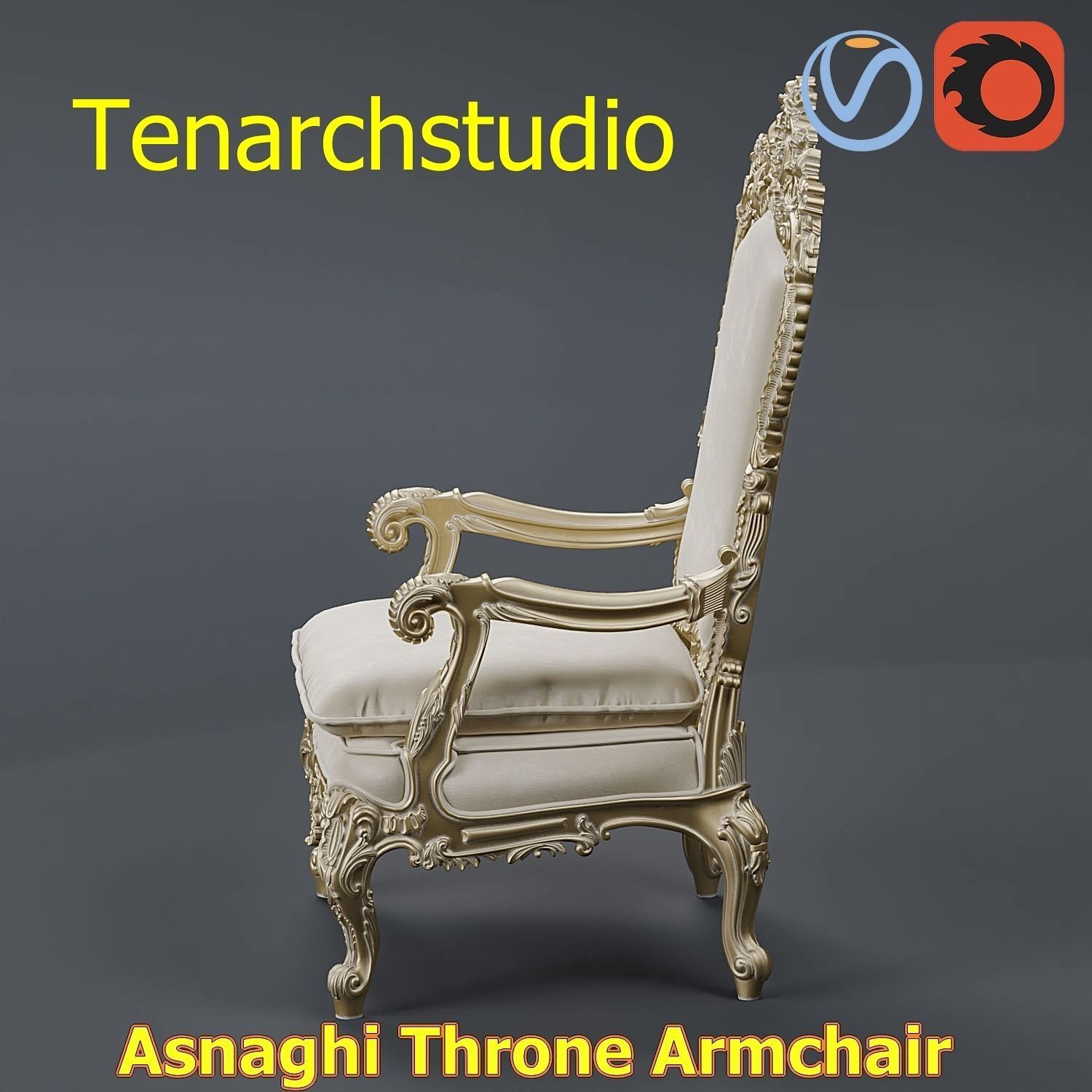tenarchstudio Asnaghi  Throne Armchair Vray corona render ready 3D model_26