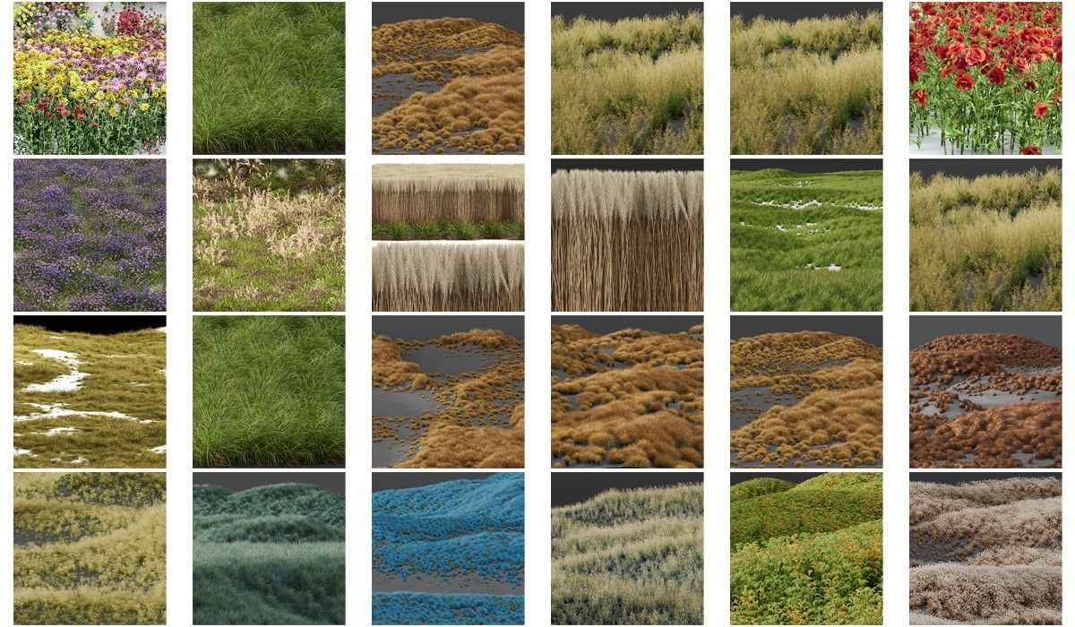 80 Different SETS Of Grass and Bush SET VOL08 3D Model Collection_2