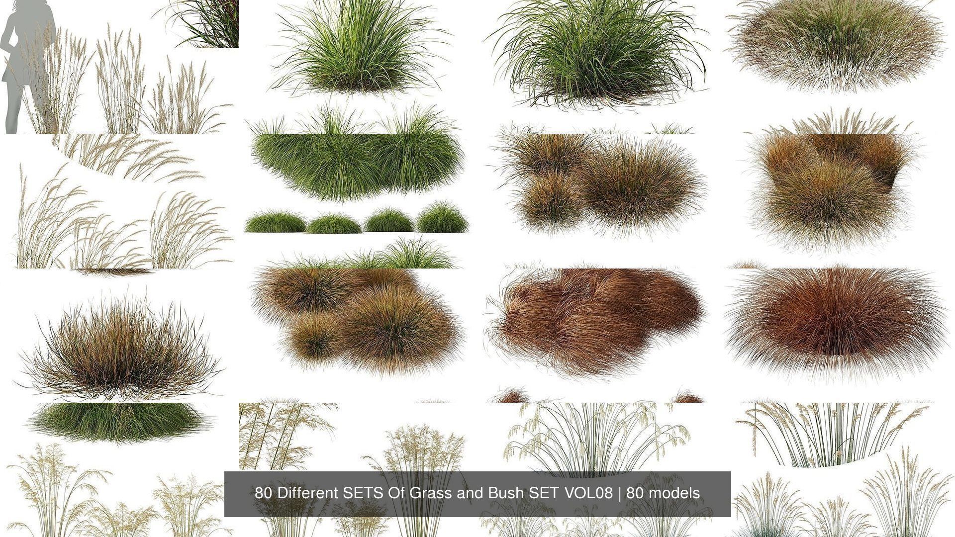 80 Different SETS Of Grass and Bush SET VOL08 3D Model Collection_3