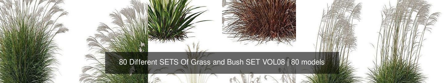 80 Different SETS Of Grass and Bush SET VOL08 3D Model Collection_7