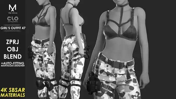 Girls Outfit 47- Marvelous Designer 3D model