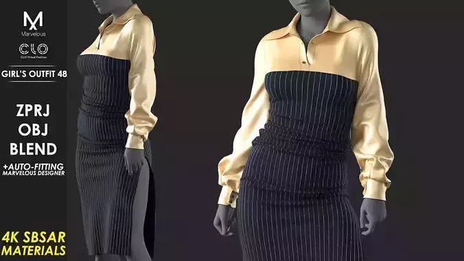 Girls Outfit 48 - Marvelous Designer 3D model