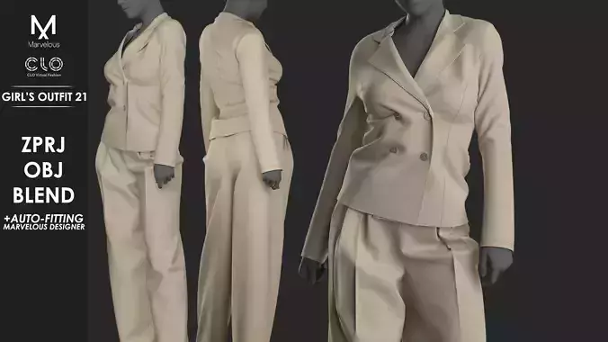 Girls Outfit 49 - Marvelous Designer 3D model