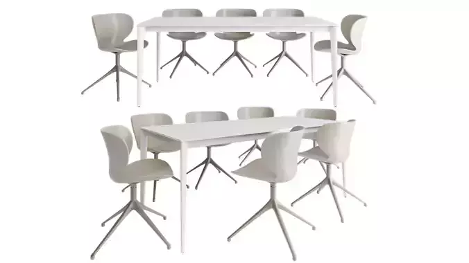 Torino dining table and Hamilton dining chair 3D model