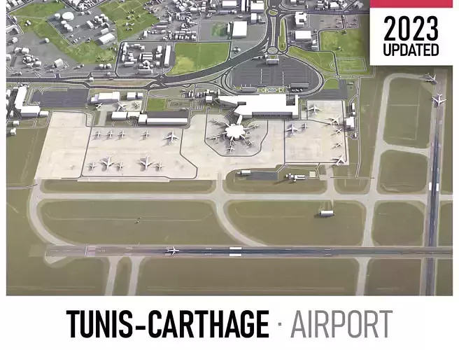 Tunis - Carthage Airport Low-poly 3D model