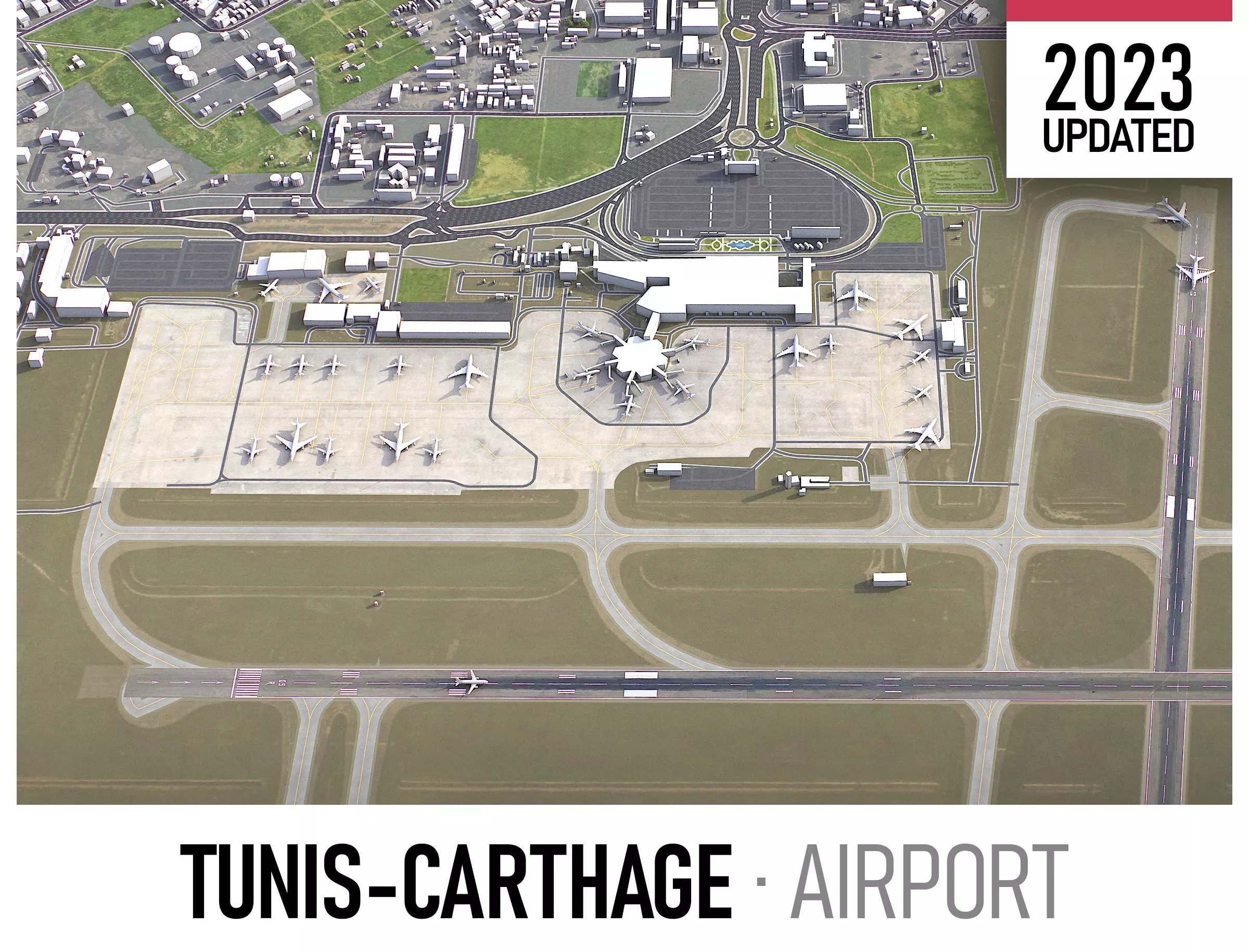 Tunis - Carthage Airport Low-poly 3D model_0