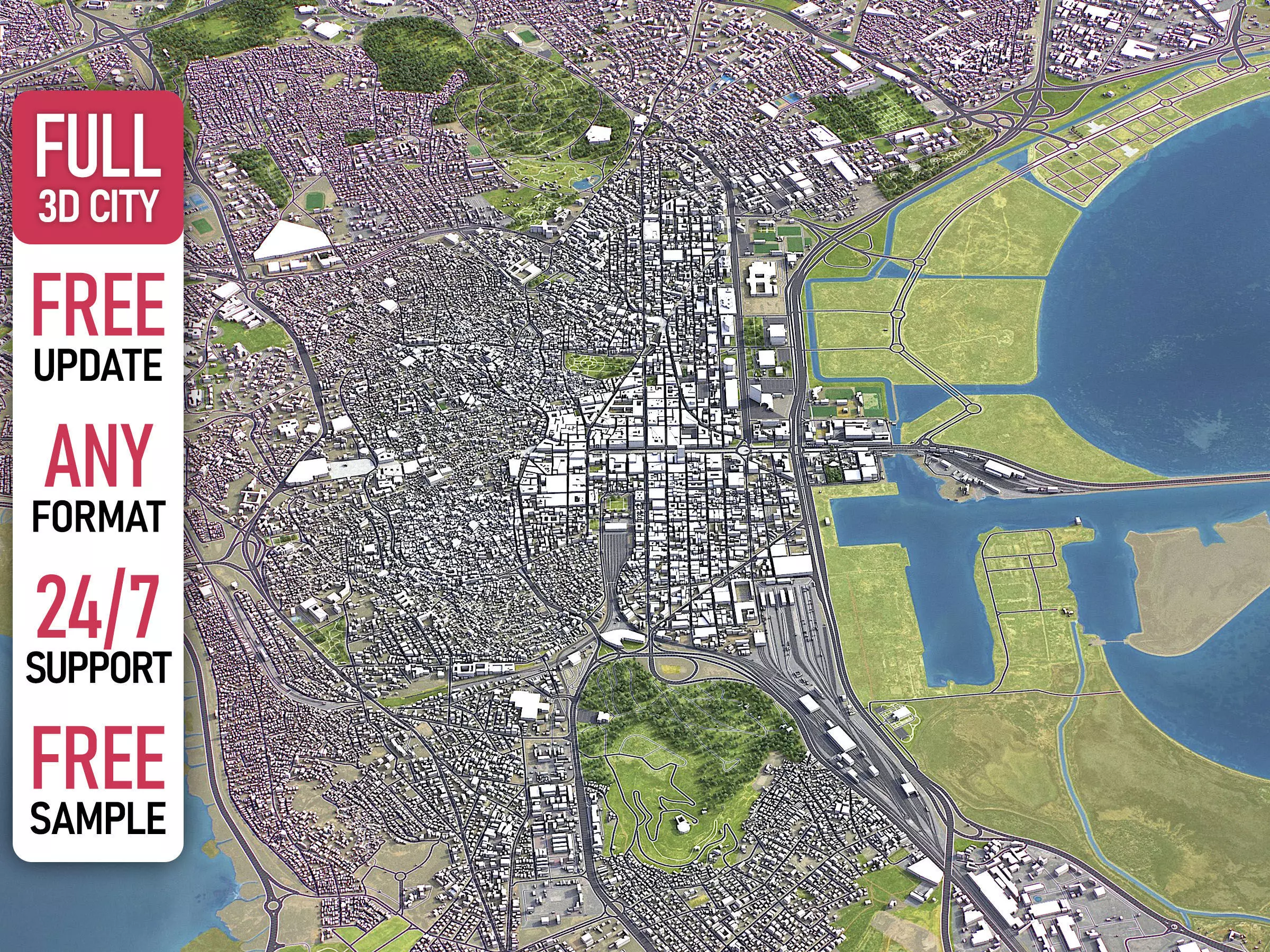 Tunis - 3D City Model Low-poly 3D model_0