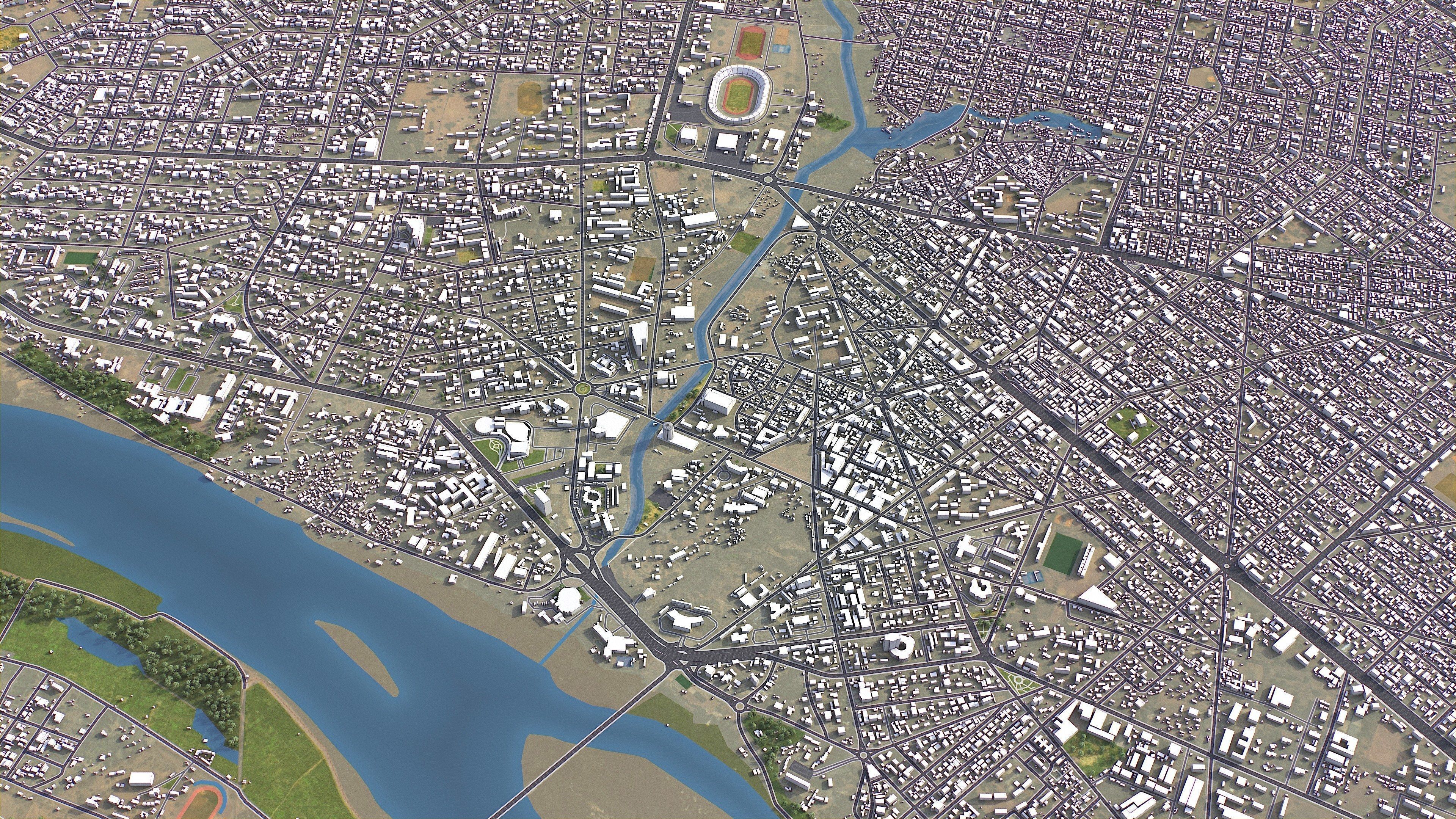 Niamey - 3D City Model Low-poly 3D model_1